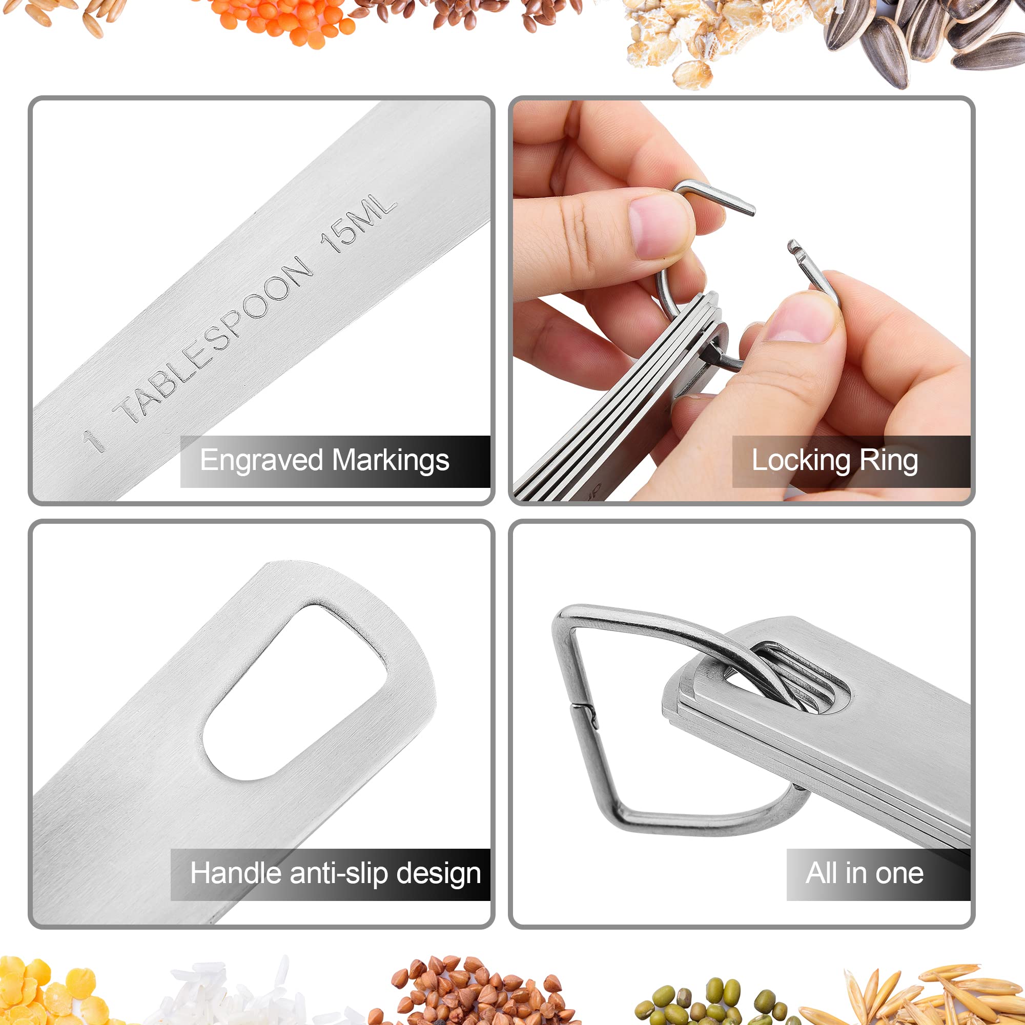Premium 18/8 Stainless Steel Measuring Cups and Spoons Set - 8 Cups & 9 Spoons with Leveler - Heavy Duty Metric & US Standard Kitchen Baking Tools for Cooking, Baking, Meal Prep and Home Chefs