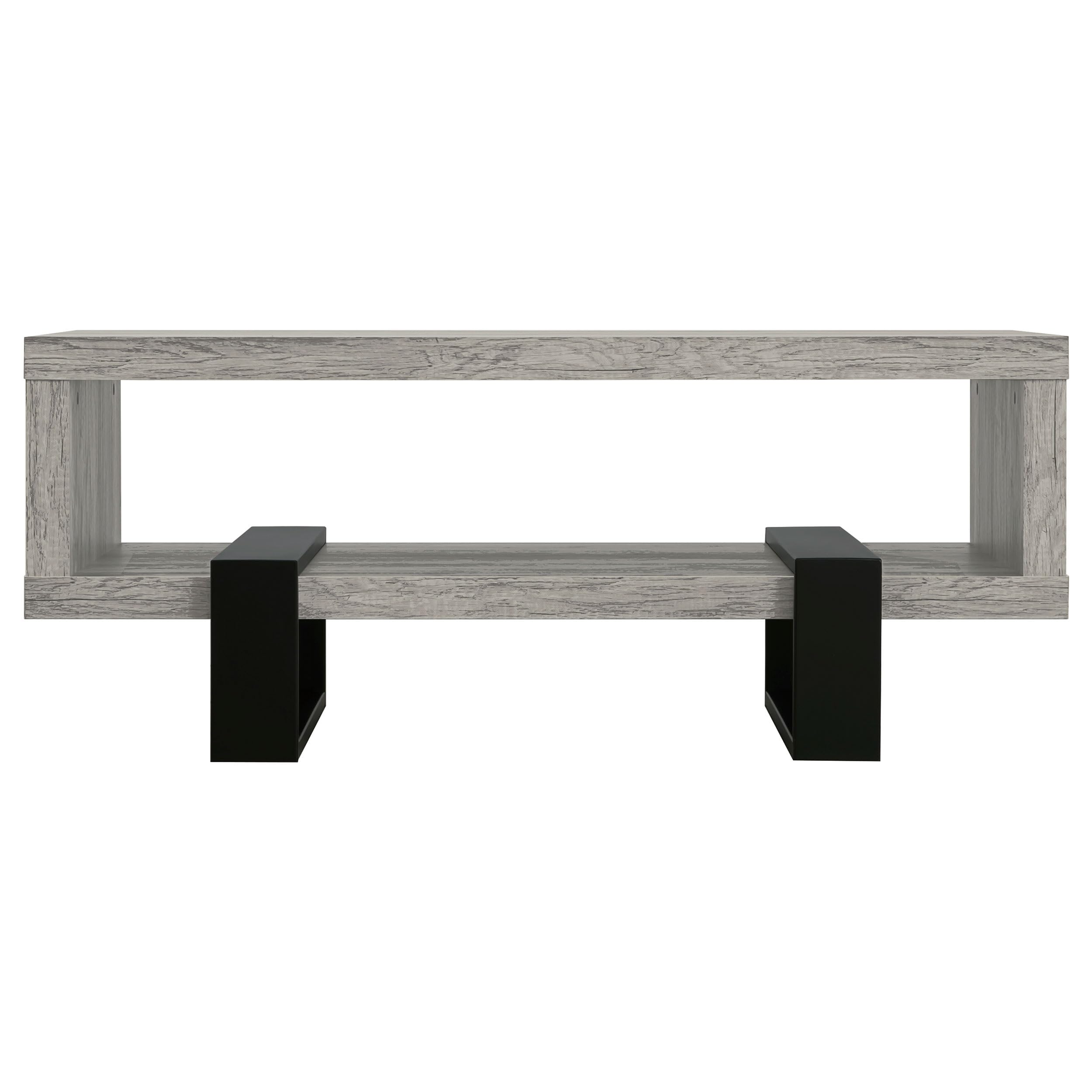 Coaster Home Furnishings Dinard Modern Coffee Table - Engineered Wood with Geometric Legs & Open Shelf - Contemporary Living Room Furniture in Driftwood Finish - Perfect for Small Spaces, Apartments and Cozy Home Decor