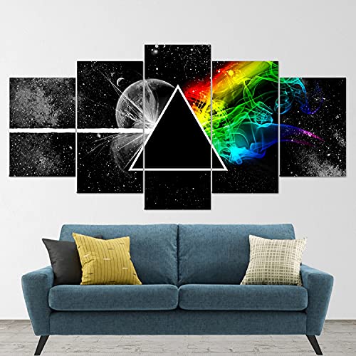 Pink Floyd Dark Side of The Moon 5-Piece Canvas Wall Art Set - Extra Large Music Poster for Living Room, Bedroom & Office Decor (5 Panel X-Large)