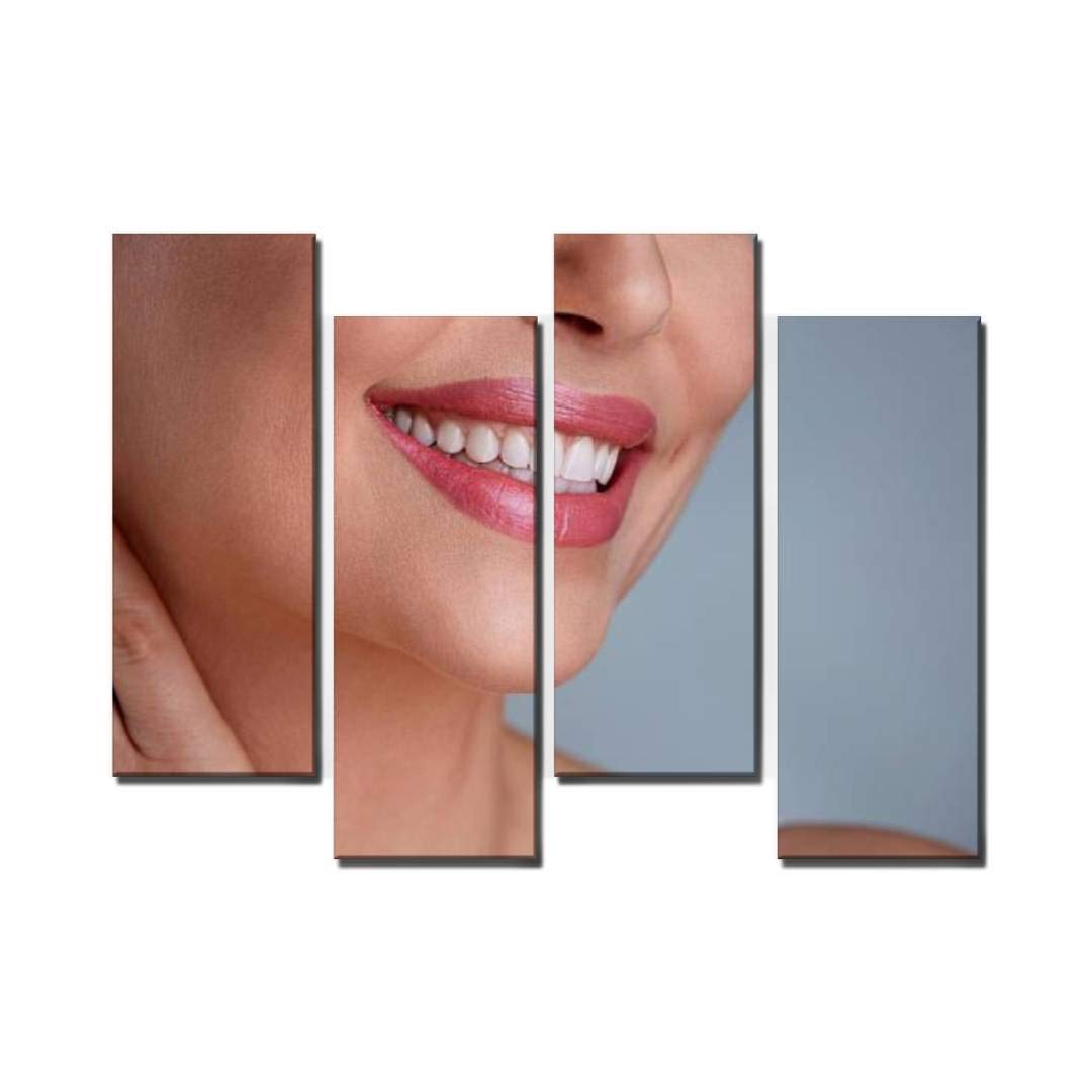 Wocatton Funny Laughing Woman Mouth with Teeth Canvas Wall Art - Stretched & Framed Print for Living Room, Bedroom, Office Decor - Perfect Home Decoration Gift