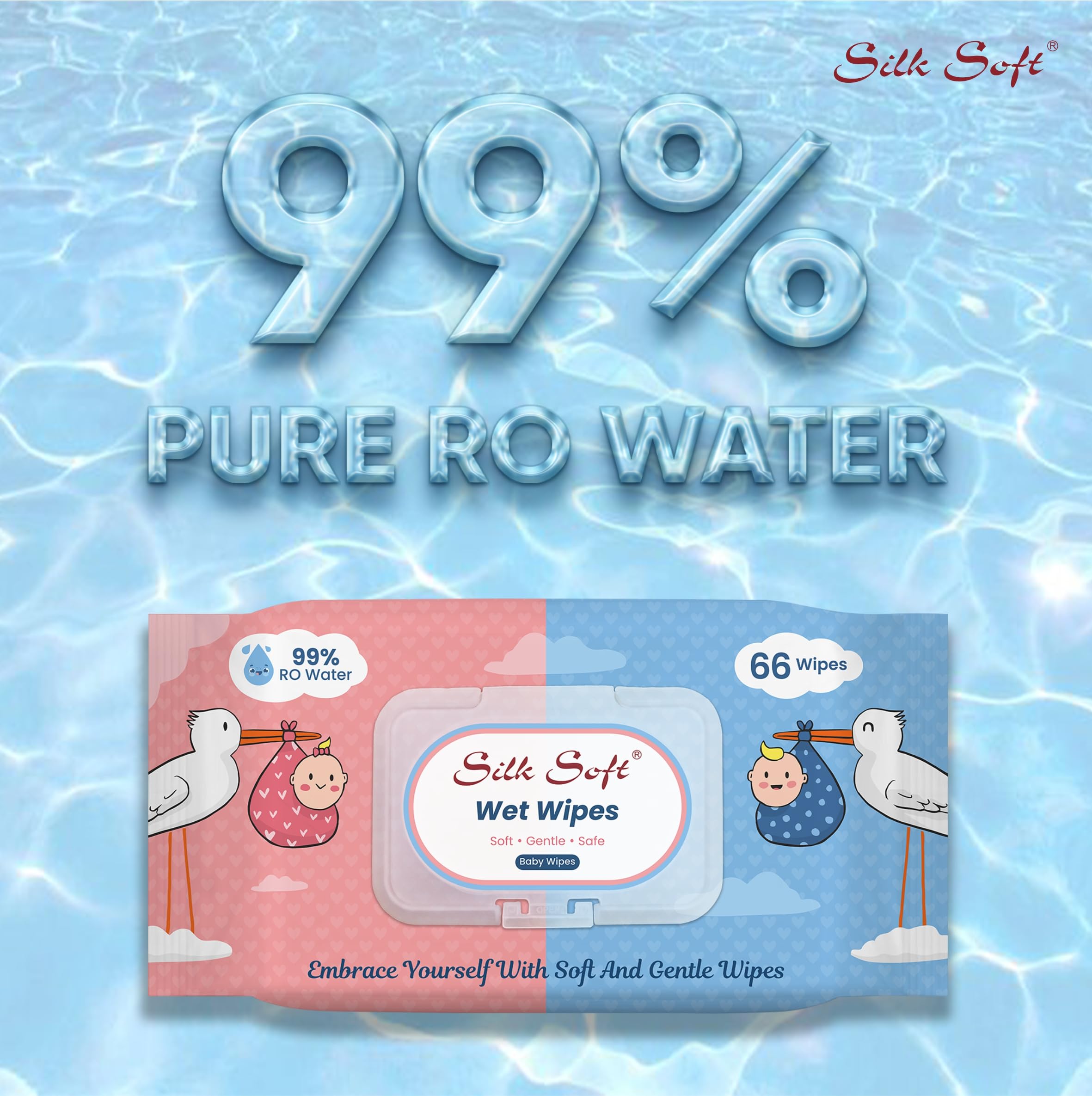 Premium Silk Soft Multipurpose Wet Wipes for Babies & Adults - 3 Packs x 66 Count | Hypoallergenic Disinfectant Cleaning Wipes | Gentle on Skin, Travel Size | Perfect for Diaper Changes, Makeup Removal & On-the-Go Hygiene