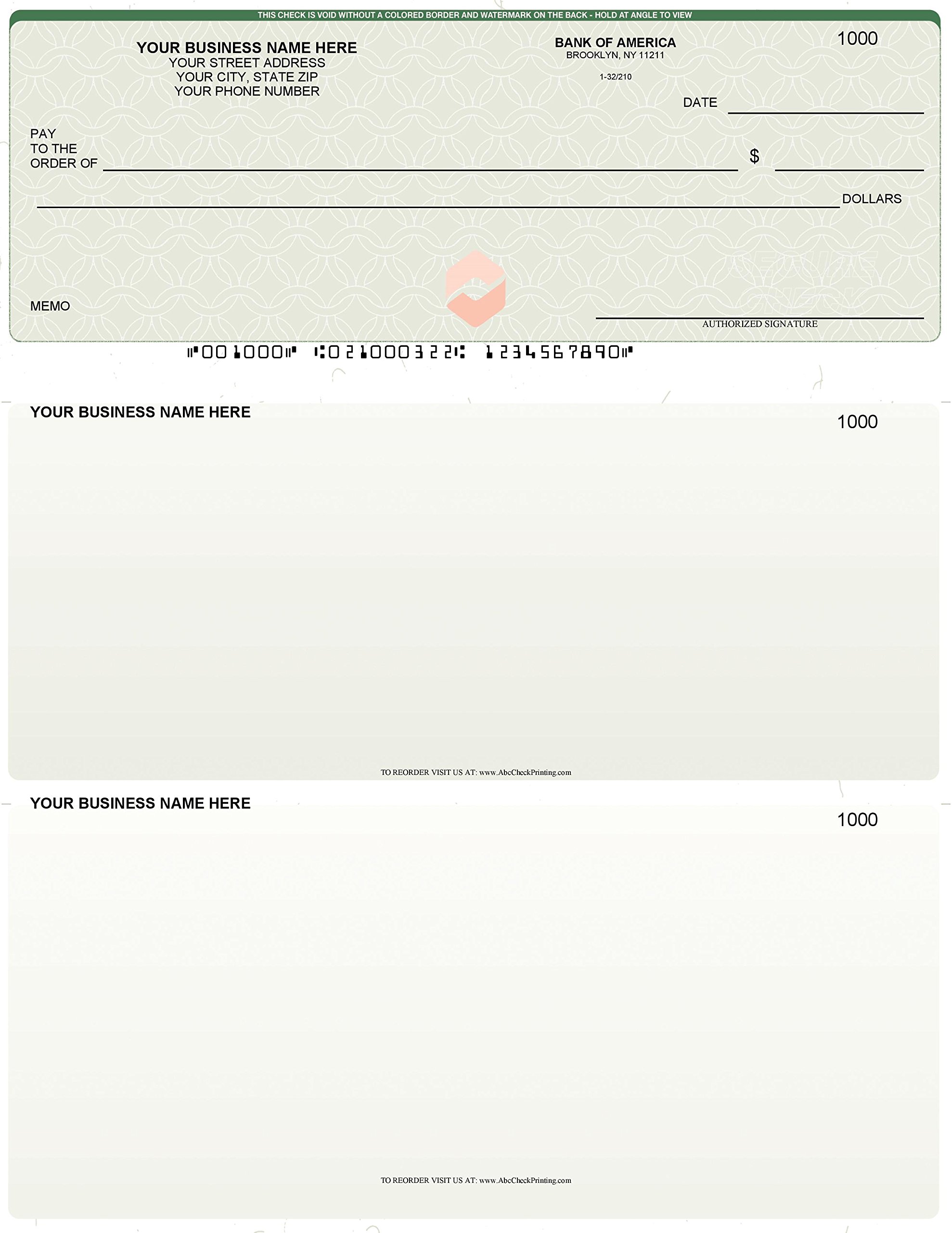 ABC Computer Voucher Business Checks - QuickBooks Compatible Green Checks (500 Sheets) for Small Business Accounting & Payroll