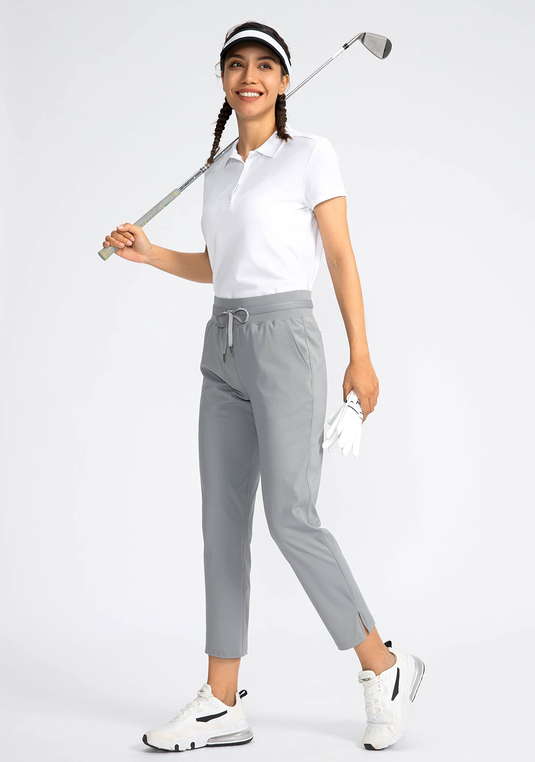 Soothfeel Women's High Waisted Sweatpants - 7/8 Length Stretchy Athletic Pants with 4 Pockets for Workout, Golf & Travel | Comfortable Casual & Work Pants for Women