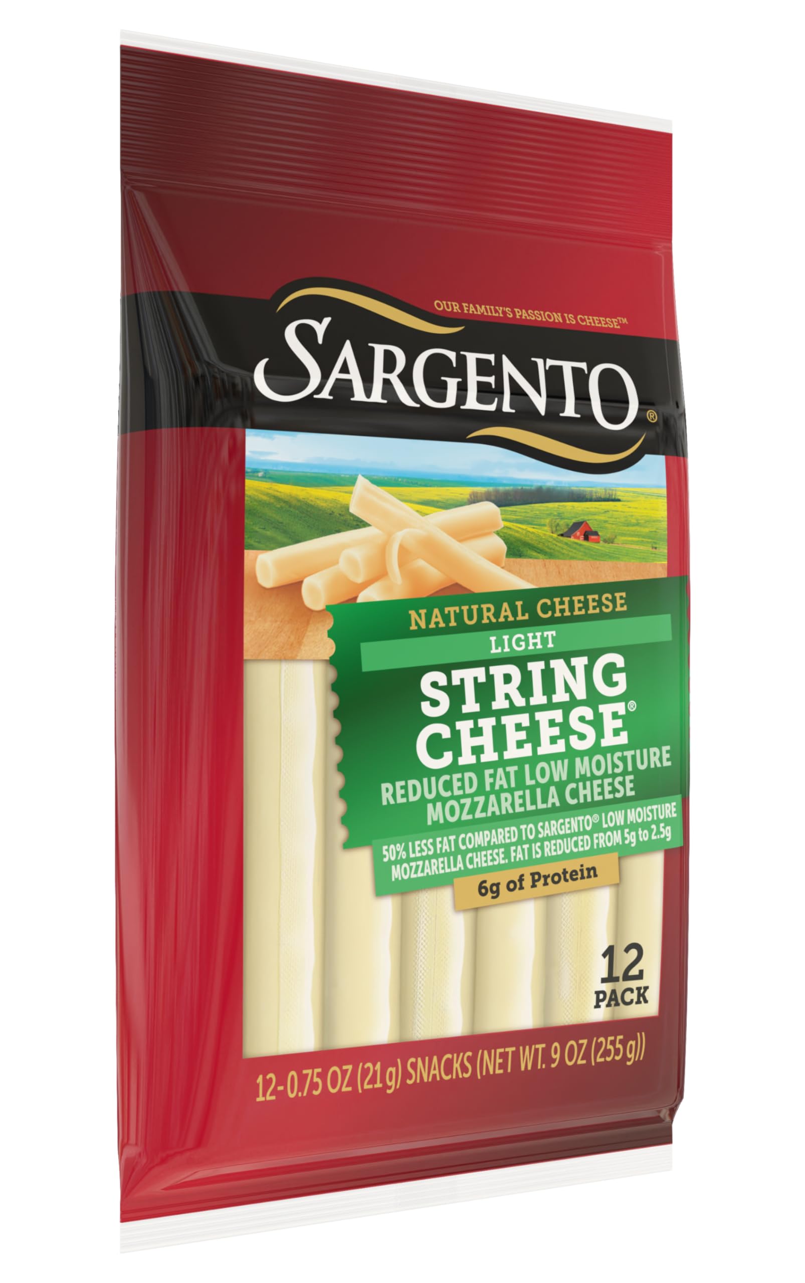 Sargento Light String Cheese Snacks - Reduced Fat Low Moisture Part-Skim Mozzarella Natural Cheese (12 Count) | Healthy On-The-Go Snack for Kids, Lunch Boxes & Keto Diet