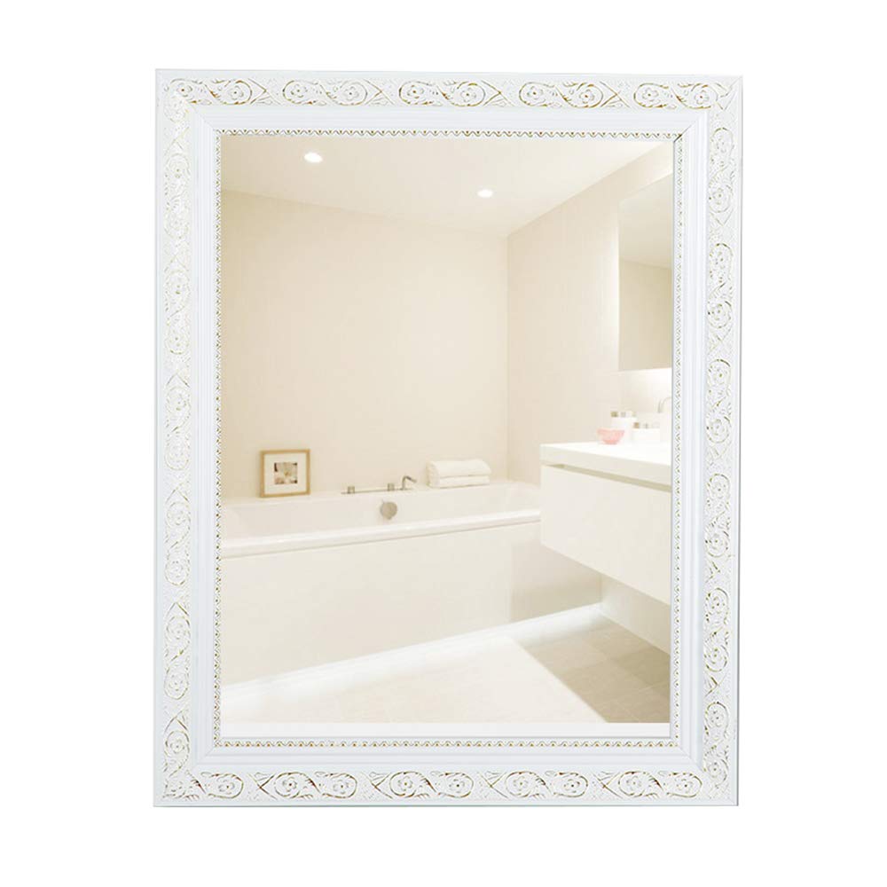 SYLJ Solid Wood Framed Wall-Mounted Vanity Mirror for Bathroom & Bedroom - Elegant Hotel-Style Hanging Mirror for Makeup, Shaving & Home Decor