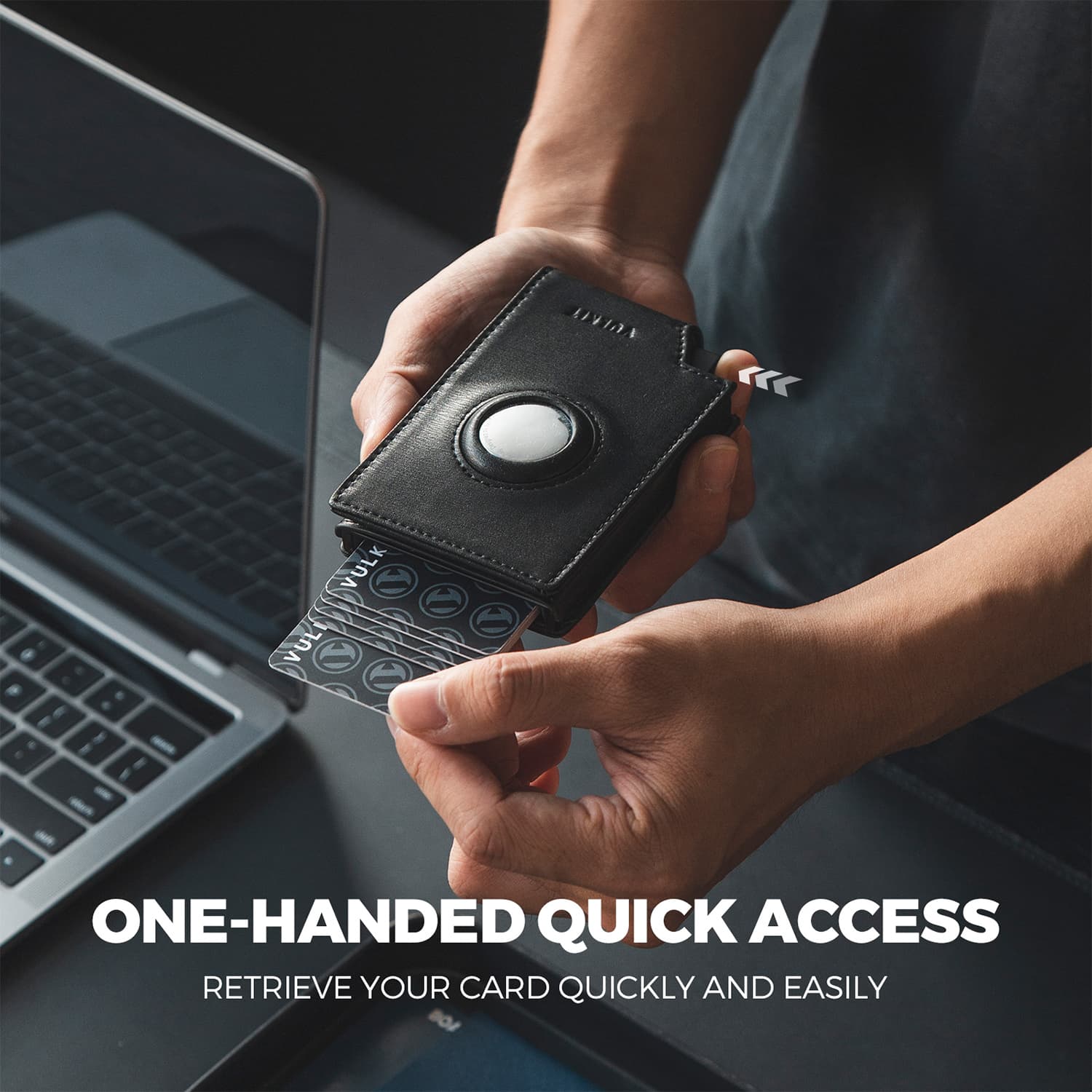VC417 RFID Blocking Pop Up Wallet with AirTag Holder - Slim Leather Card Holder with ID Window & Key Slot - Perfect for Travel, Business & Everyday Use