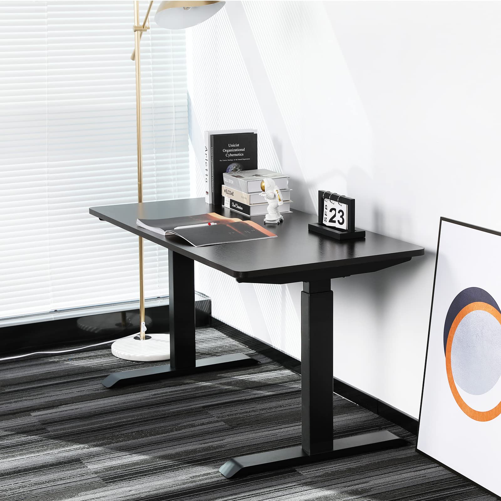 AIMEZO 55 x 28 Inch Universal Solid Wood Table Top - Black One-Piece Desk Surface for Standing & Sit-Stand Adjustable Frames | Perfect for Home Office, Workspace & Gaming Setup