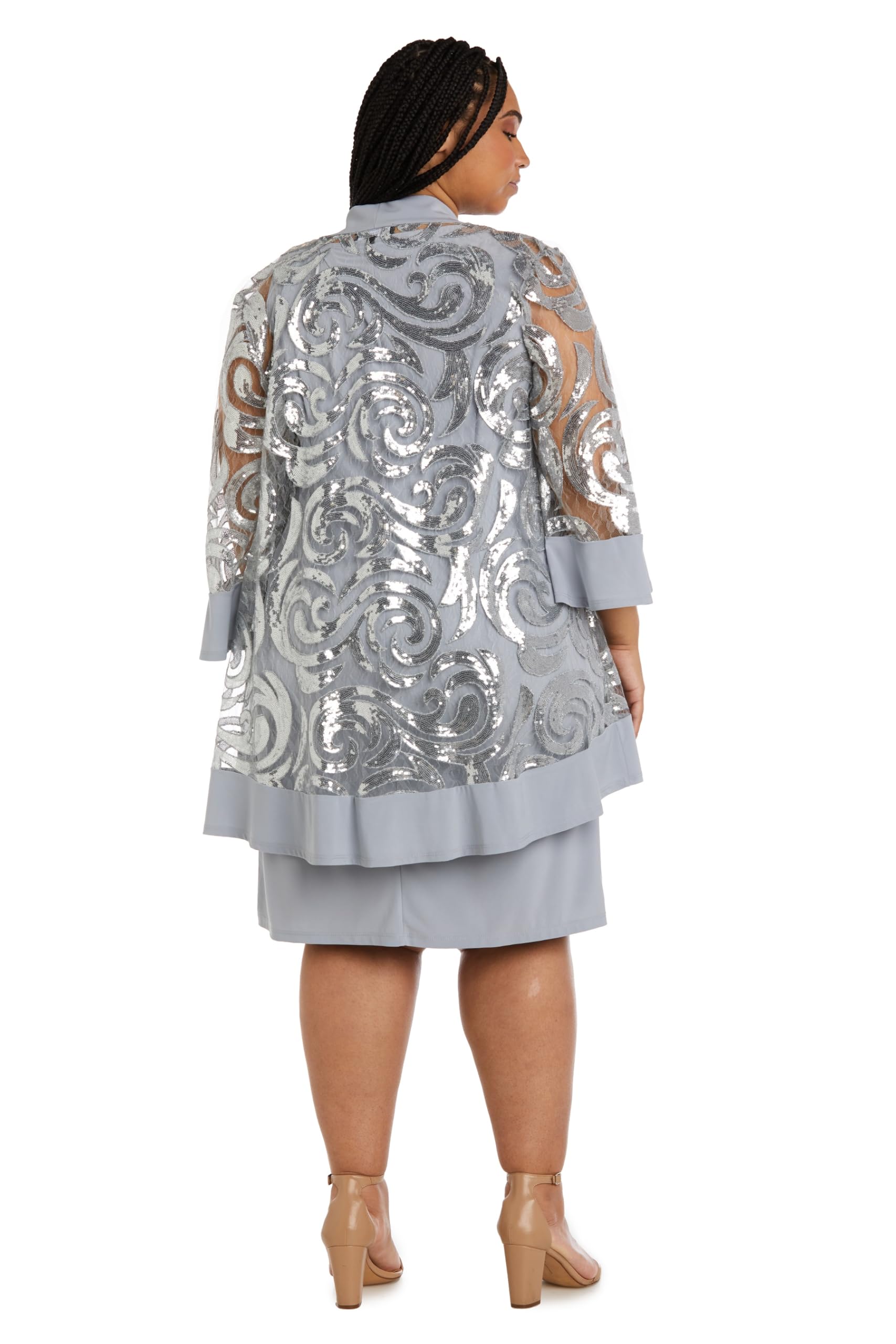 R&M Richards Women's Printed Jacket & Two-Piece Dress Set - Elegant Matching Outfit for Work, Church & Special Occasions