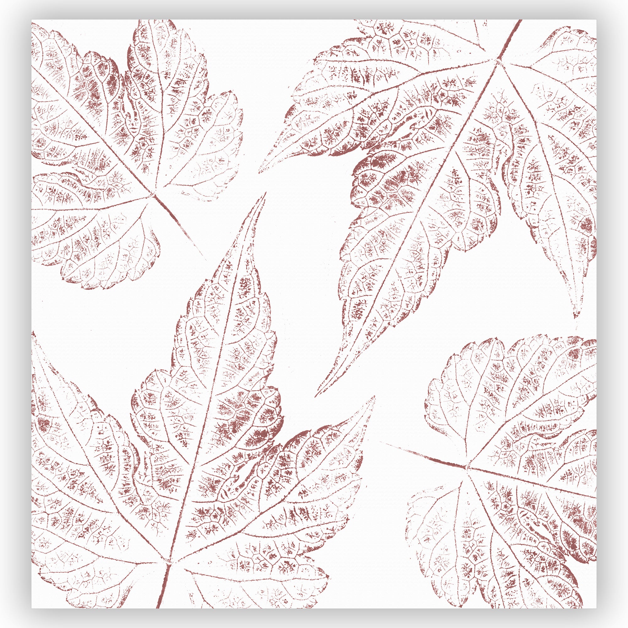 Burgundy Leaves Oversized Ink Prints - Modern Botanical Wall Art for Bathroom Decor, Living Room, Bedroom & Office - Waterproof & Fade-Resistant Canvas Painting
