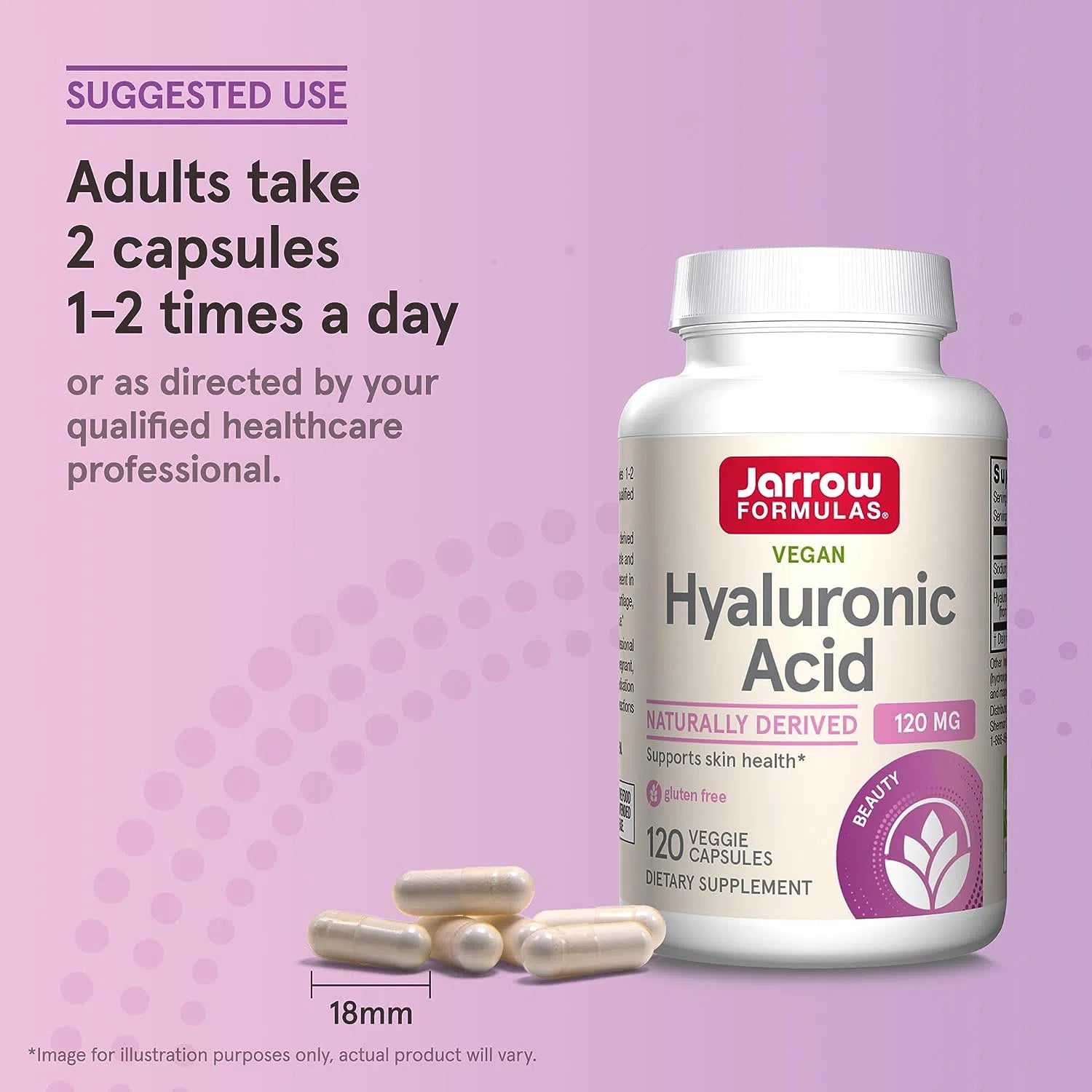 Jarrow Formulas Hyaluronic Acid 120mg Supplement for Joint & Skin Health - Supports Hydration & Mobility - Ideal for Daily Wellness Routine