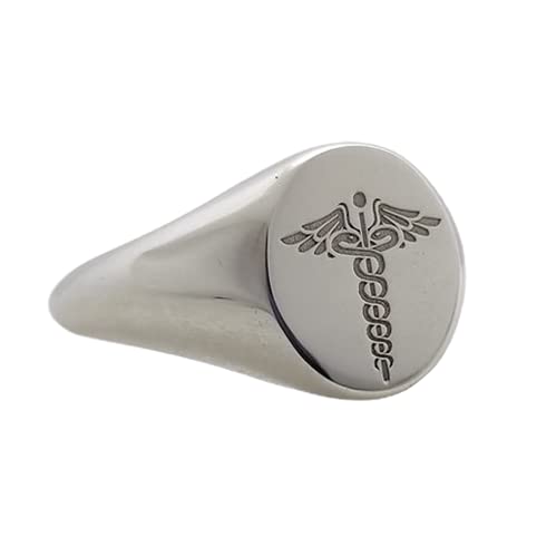 Sterling Silver 925 Medical Alert Ring - Personalized Medic Ring for Men & Women - Engraved Signet Statement Ring - Perfect Graduation Gift & Medic Gift for Nurses, Doctors, EMTs - Ideal for Everyday Wear, Professional Settings & Special Occasions