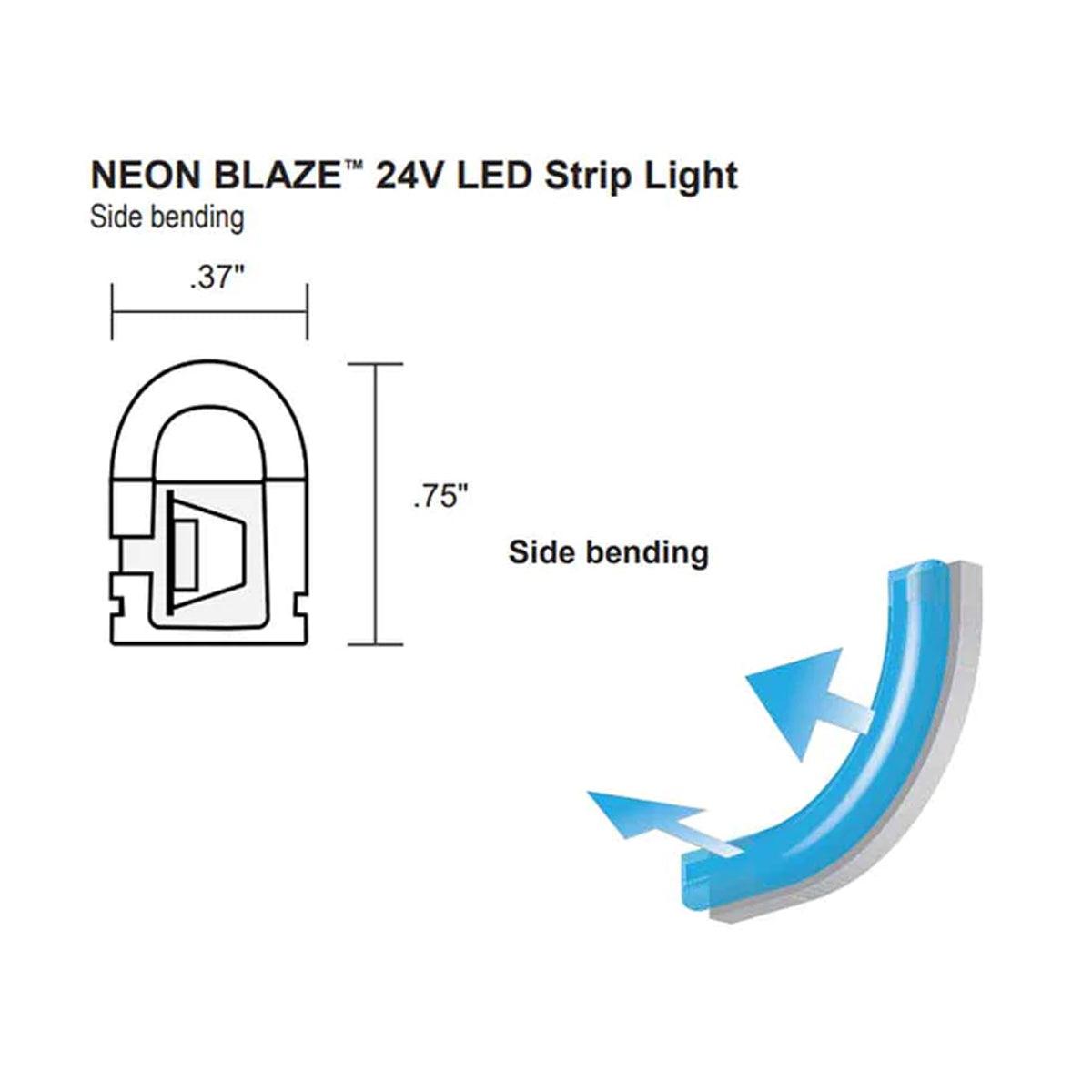 16Ft Neon Blaze Flexible LED Strip Lights - Red 24V Side Bending Rope Light for Bedroom, Bar, Party, and Home Decoration