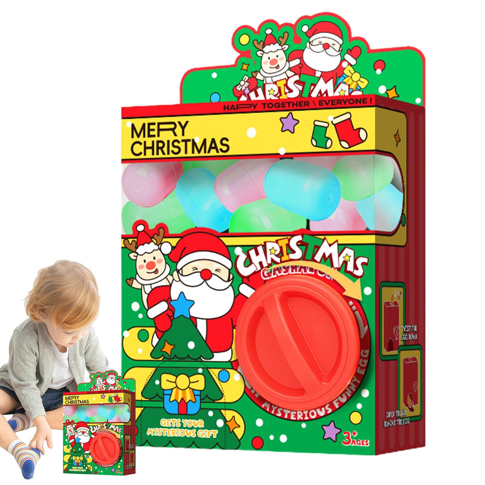 Huayeex Mini Gashapon Toy Claw Machine - Christmas Candy Dispenser with 6 Prize Eggs | Fun Arcade-Style Game for Kids Birthday Parties, Carnival Prizes & Family Entertainment