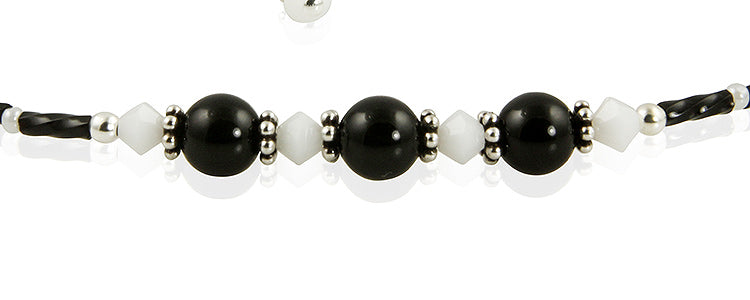 Elegant Black Gemstone Beaded Anklet for Women | Stylish Ankle Bracelet for Formal Events, Parties & Weddings | Perfect Evening Wear Accessory
