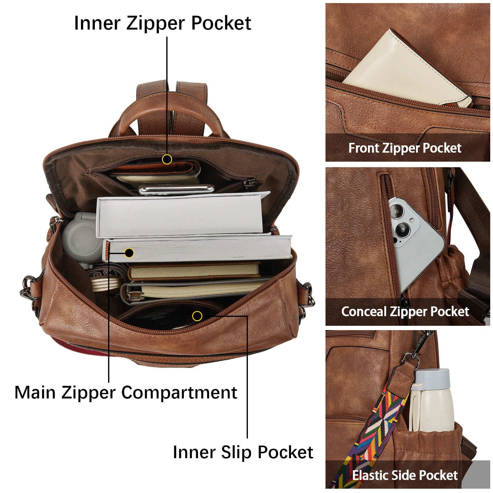 Waterproof Backpack with Adjustable Convertible Straps - Lightweight Travel Hiking Backpack for Outdoor Adventures, Commuting & School