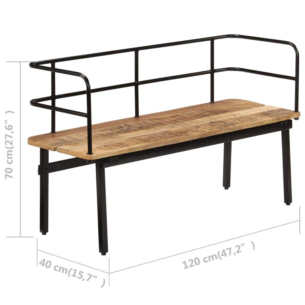 CHARMMA 47.2 Inch Solid Mango Wood Bench - 15.95KG Weight Capacity - Perfect for Entryway, Living Room or Garden Seating