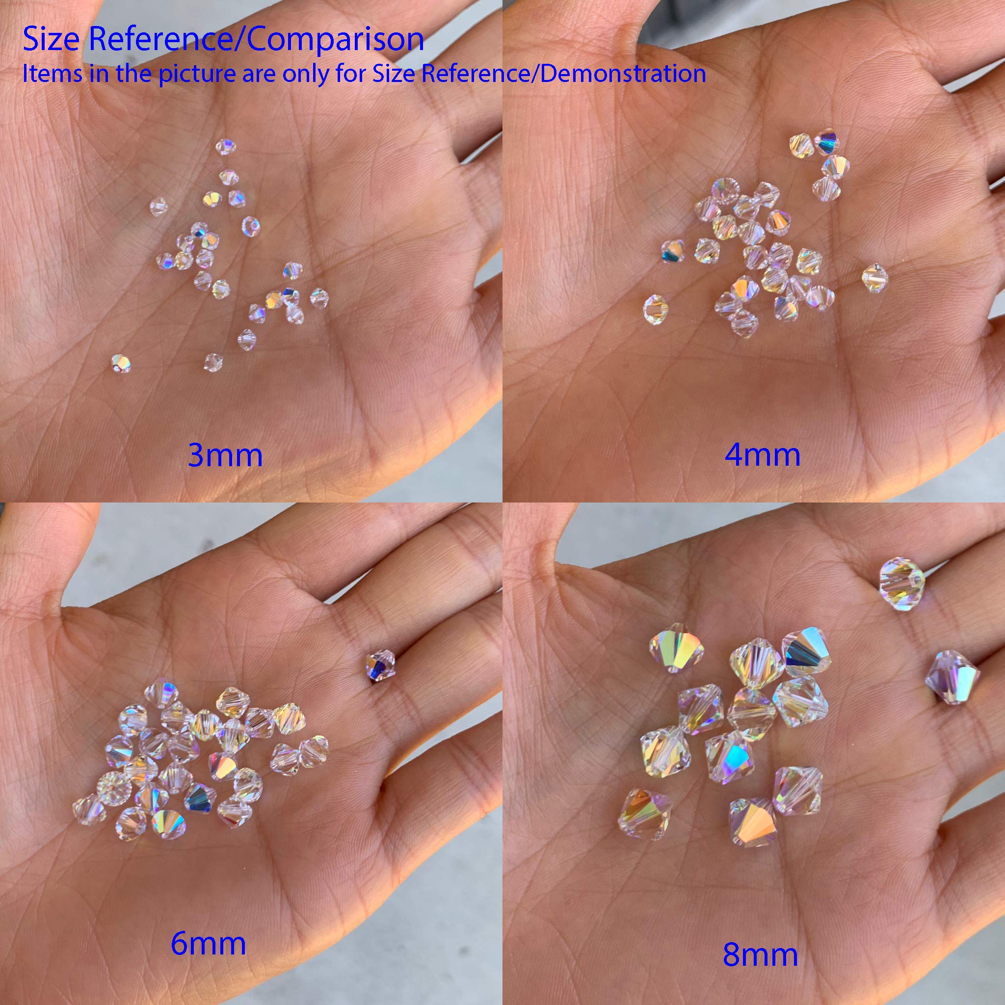 100pcs Authentic Preciosa 4mm (0.16 Inch) Small Faceted Bicone Crystal Loose Beads - Crystal Clear Swarovski 5301/5328 Compatible - Perfect for Jewelry Making, DIY Crafts, Bracelets, Necklaces & Home Decor