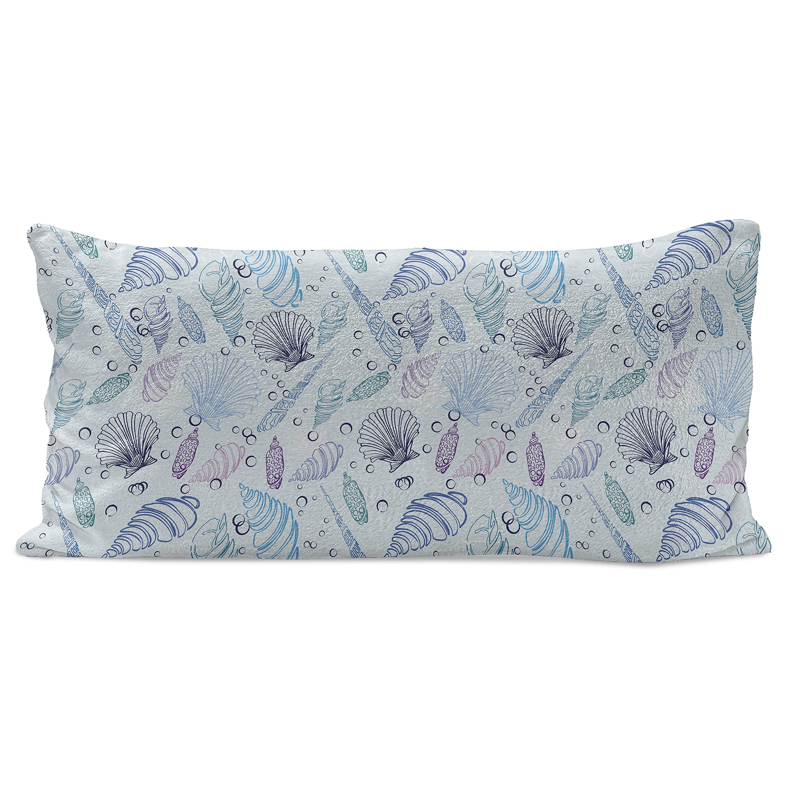 Ambesonne Nautical Fluffy Throw Pillow Cover - Sea Shell & Underwater Bubbles Ocean Print - 36