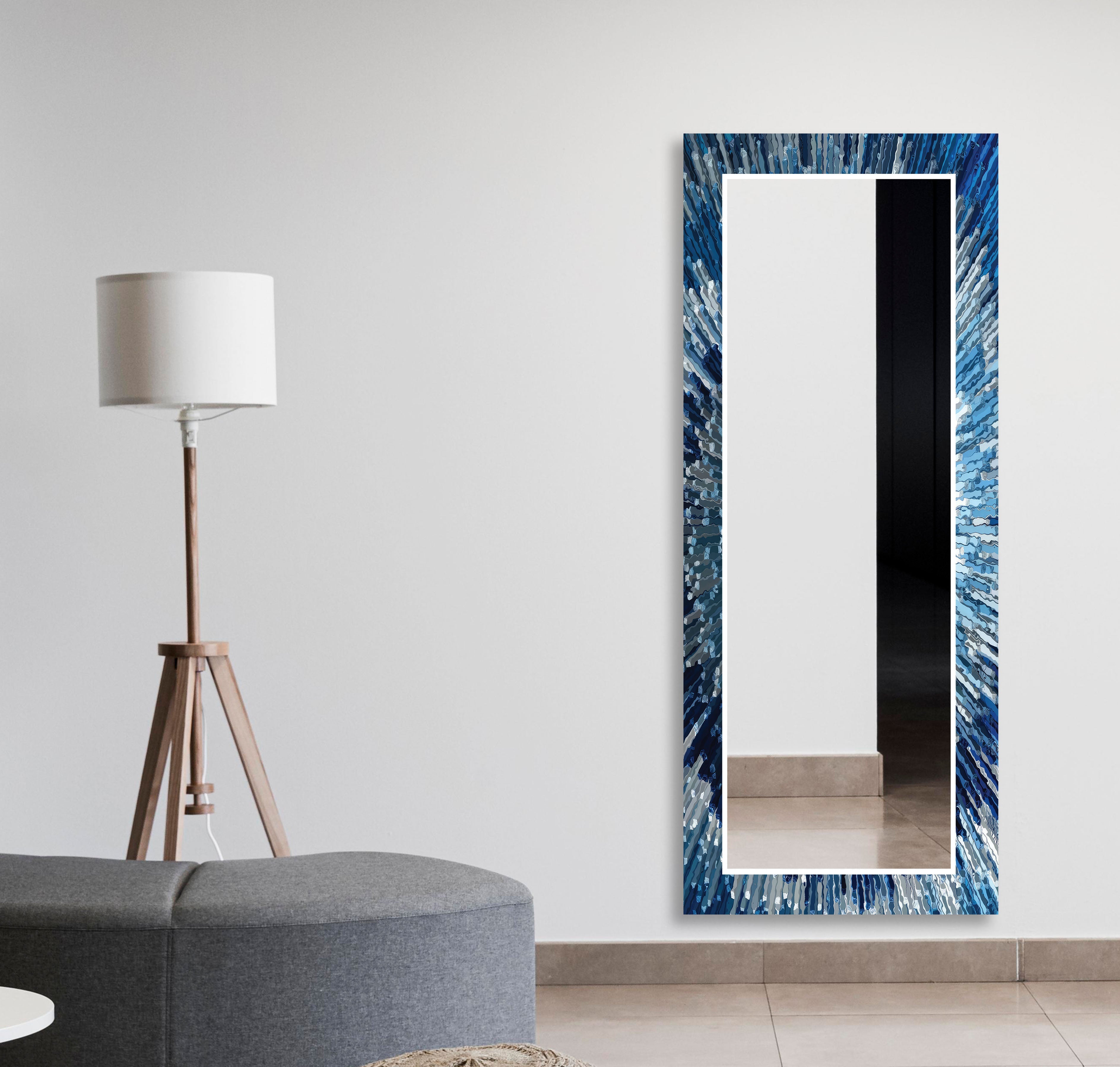 Blue Splash Wall Mirror - Decorative Bathroom & Bedroom Mirror - Shatterproof & Stylish Home Decor for Modern Living Spaces