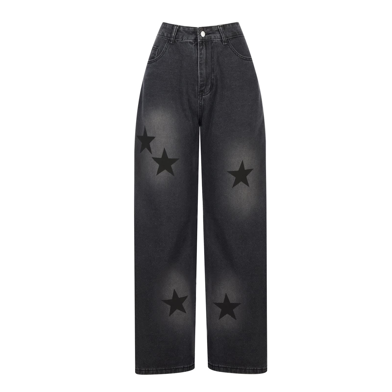 Women's High Waist Baggy Jeans - Y2K Streetwear Pants for Casual Outfits