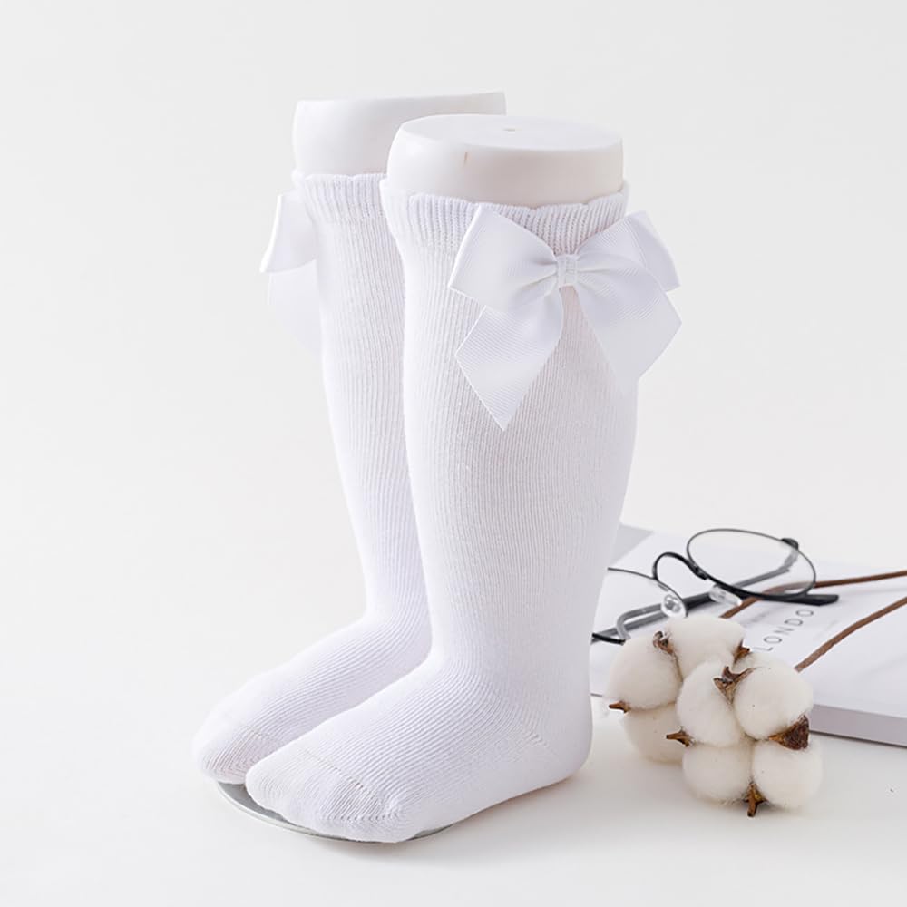 BQUBO Baby Knee High Socks for Toddler Girls - Soft Cotton Knit Stockings - Perfect for Dresses, Outfits & Special Occasions