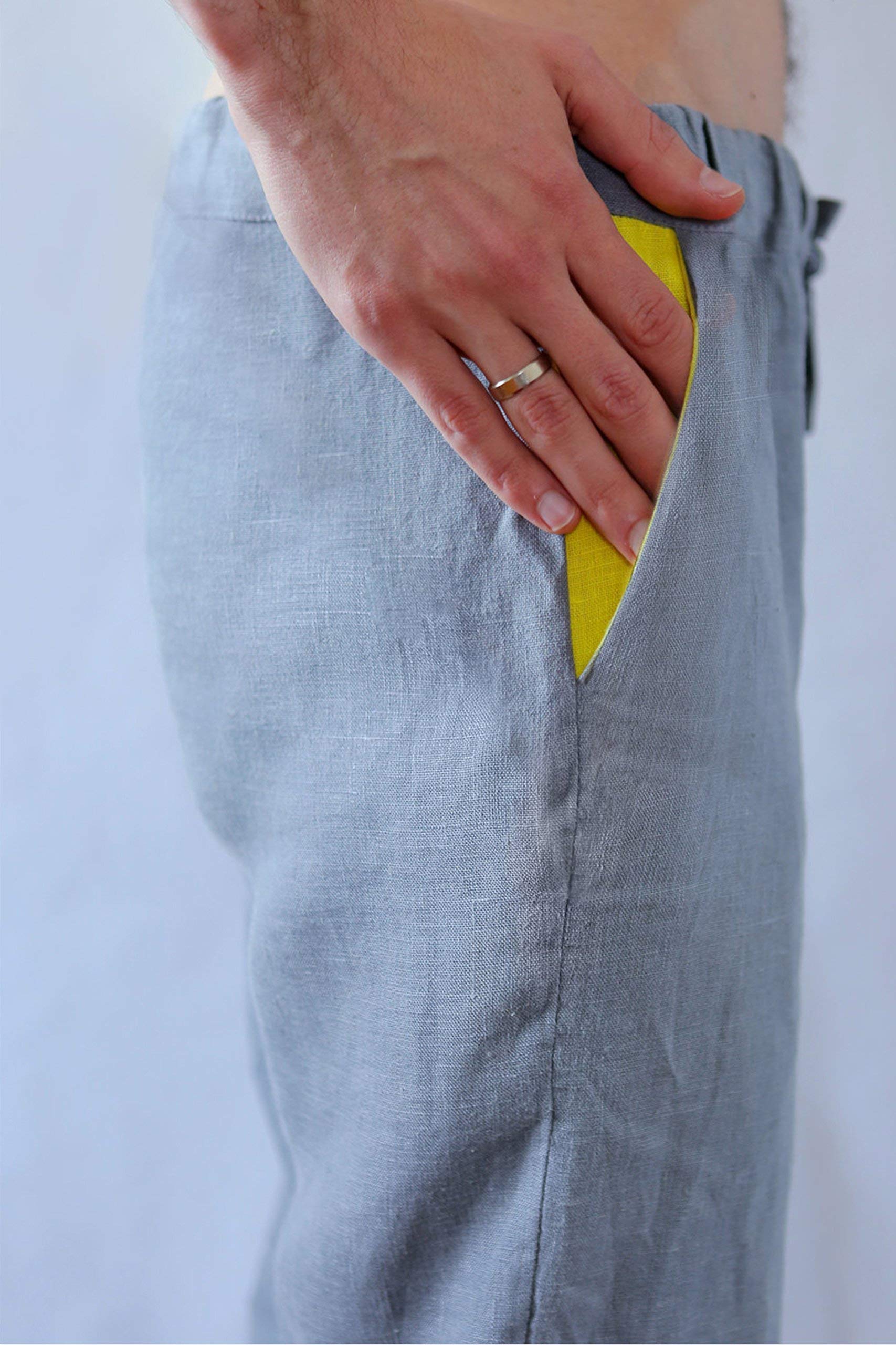 Natural 100% Linen Men's Trousers - Stylish Beach & Workout Pants for Men, Perfect Gift for Him, Ideal for Casual Wear, Travel, and Summer Outings