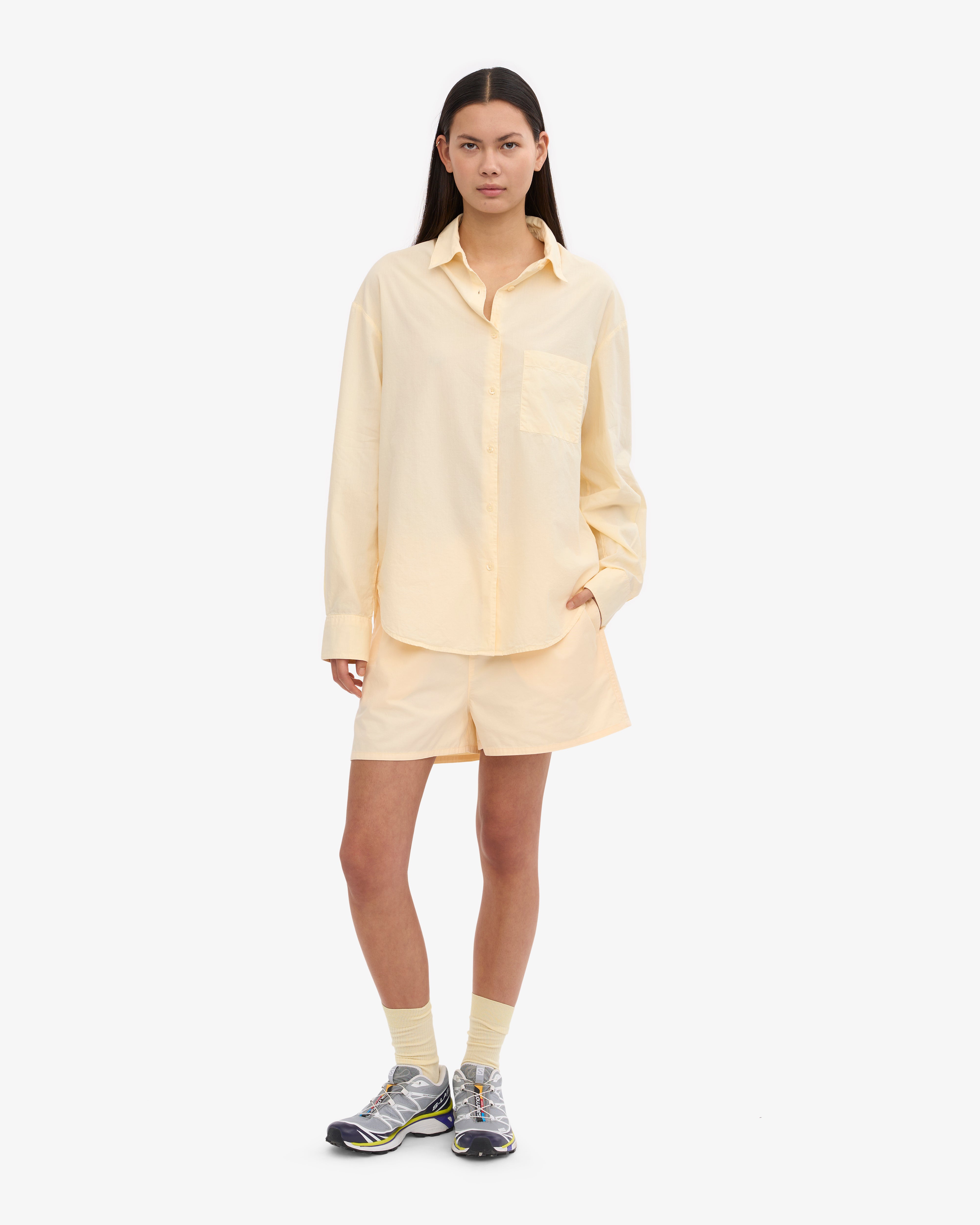 Organic Oversized Shirt for Women - Soft Yellow Loose Fit Long Sleeve Blouse - Perfect for Casual Wear, Layering & Boho Fashion Outfits