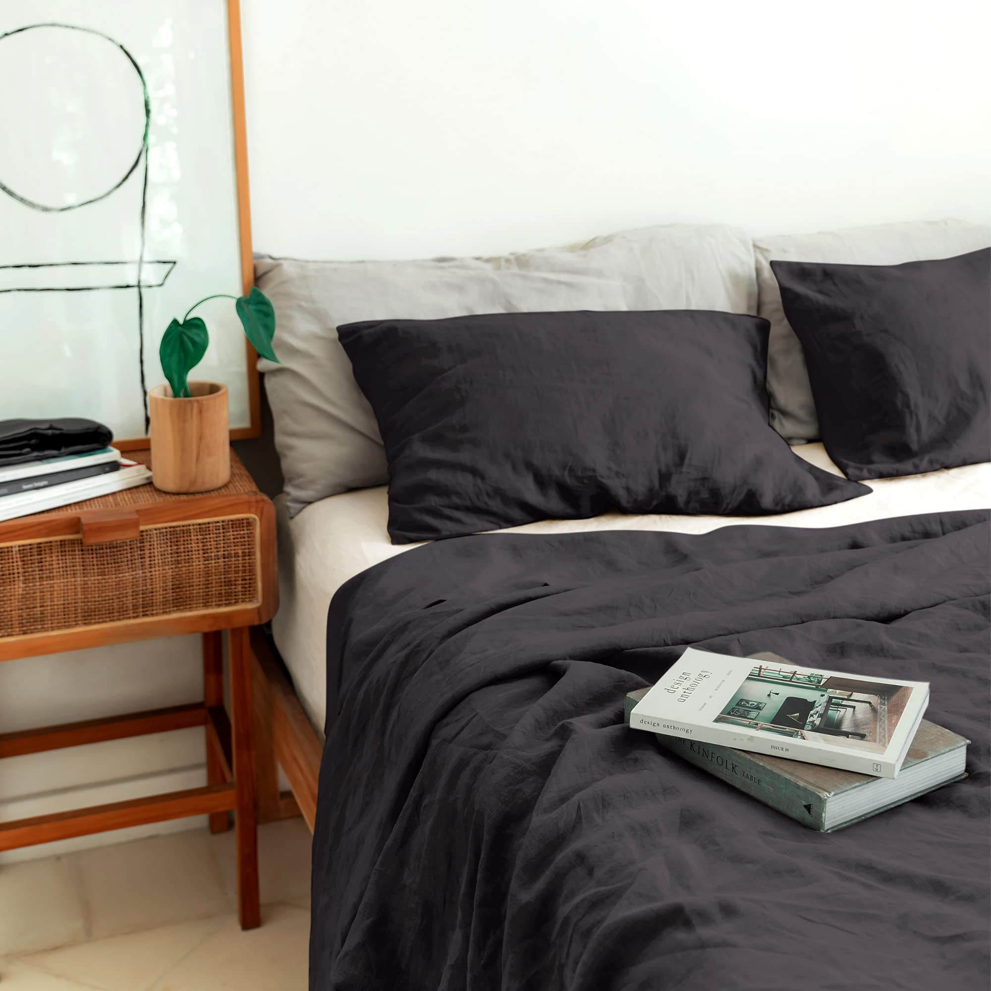 Baloo 100% French Linen Duvet Cover for Weighted Blanket - Charcoal Grey 42