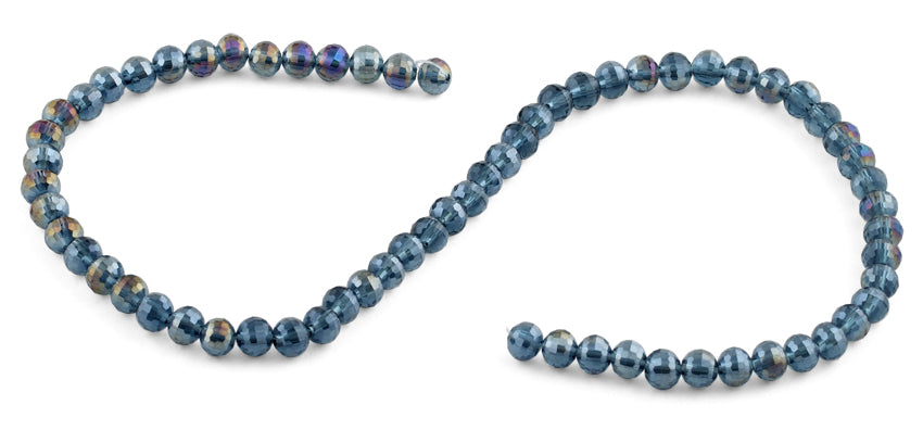 6mm Metallic Blue Round Faceted Crystal Beads for Jewelry Making, DIY Bracelets, Necklaces & Craft Projects