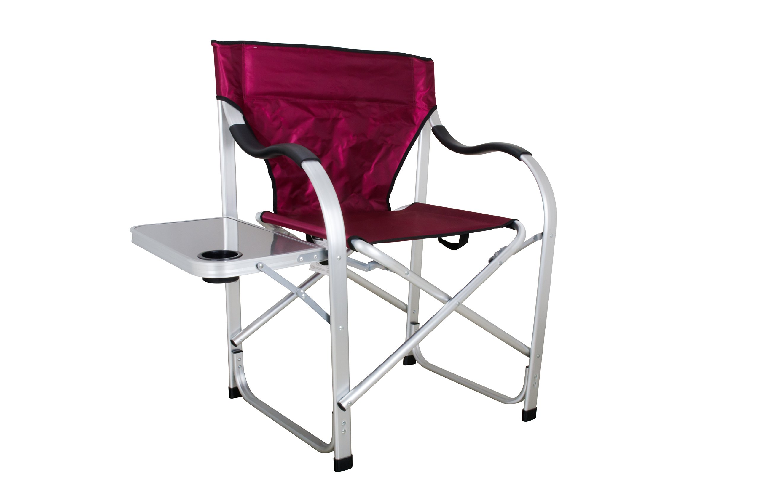 Stylish Heavy Duty Folding Camping Director Chair with Side Table - Burgundy Outdoor Chair for Patio, Beach, Picnic & Backyard Relaxation | Durable SL1215 Camp Chair