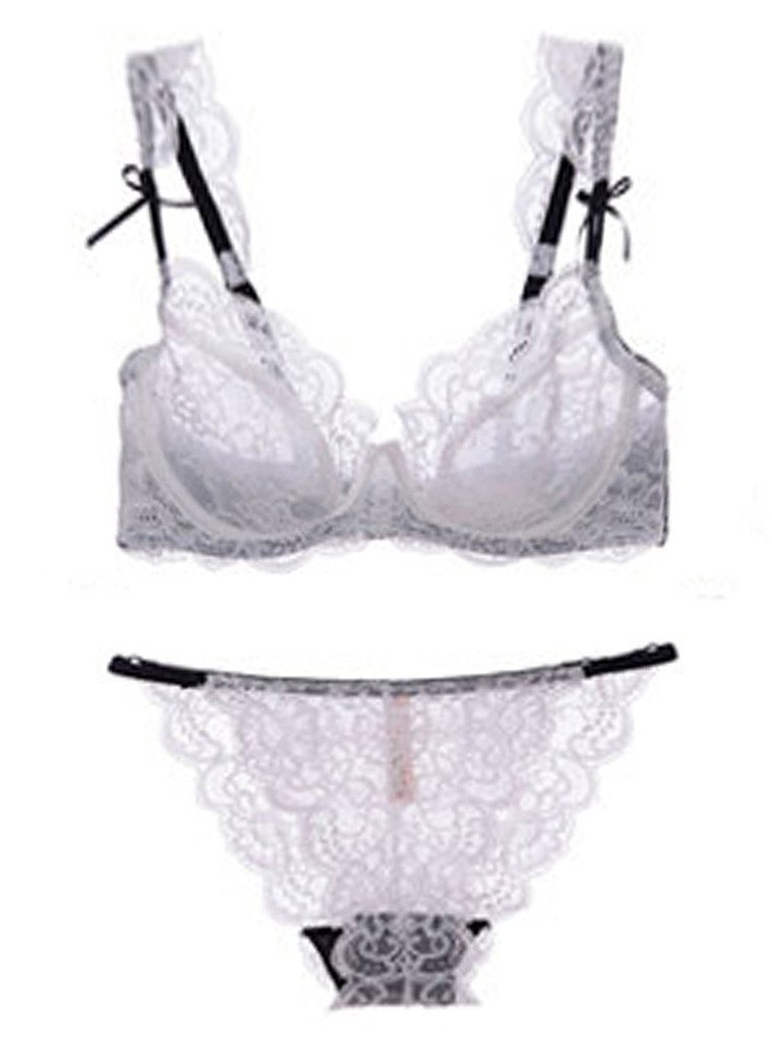 Nature Women's Lace Lingerie Set - Sheer Embroidery Bra & Panty Set - Comfortable & Sexy Underwear for Everyday Wear or Special Occasions