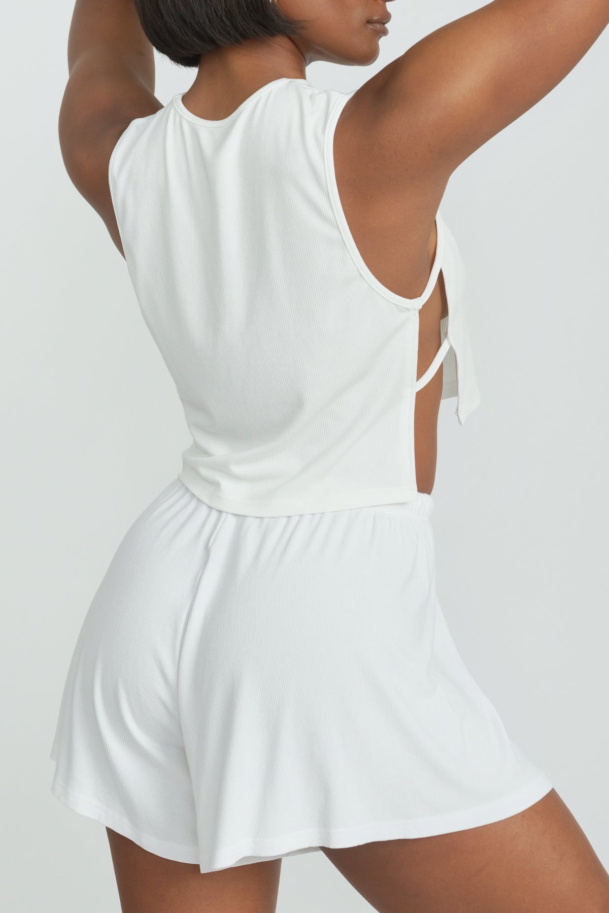 Simi Side Strap Tank Top for Women - Soft Dove Gray Sleeveless Shirt - Perfect for Yoga, Gym & Casual Wear