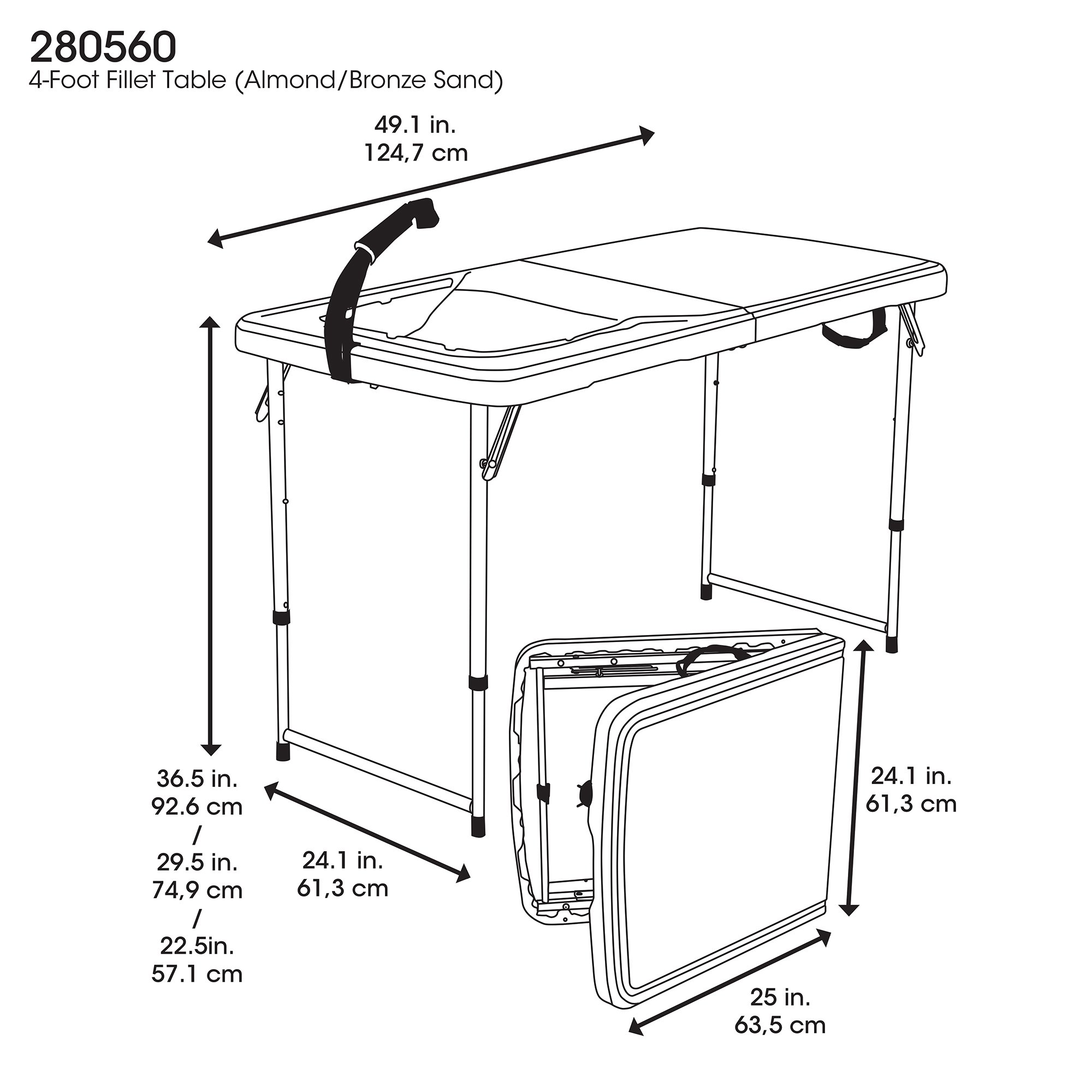 Lifetime 4 Foot Folding Fish Cleaning Table with Stainless Steel Sink - Portable Fillet Station for Camping, Picnic, Backyard, Outdoor Cooking & Fishing Trips