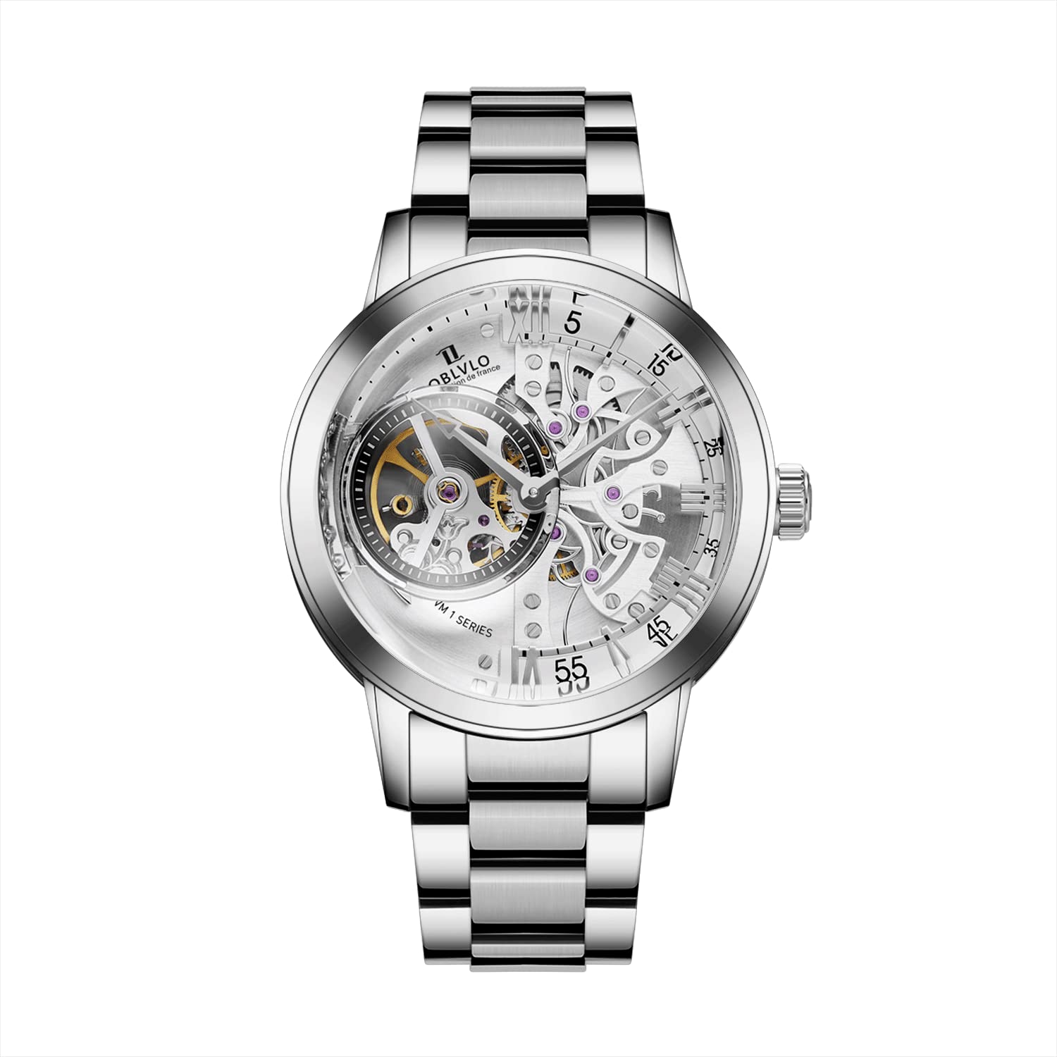 Men's Casual PVD Skeleton Watch - Stylish VM Design for Everyday Wear & Business Occasions