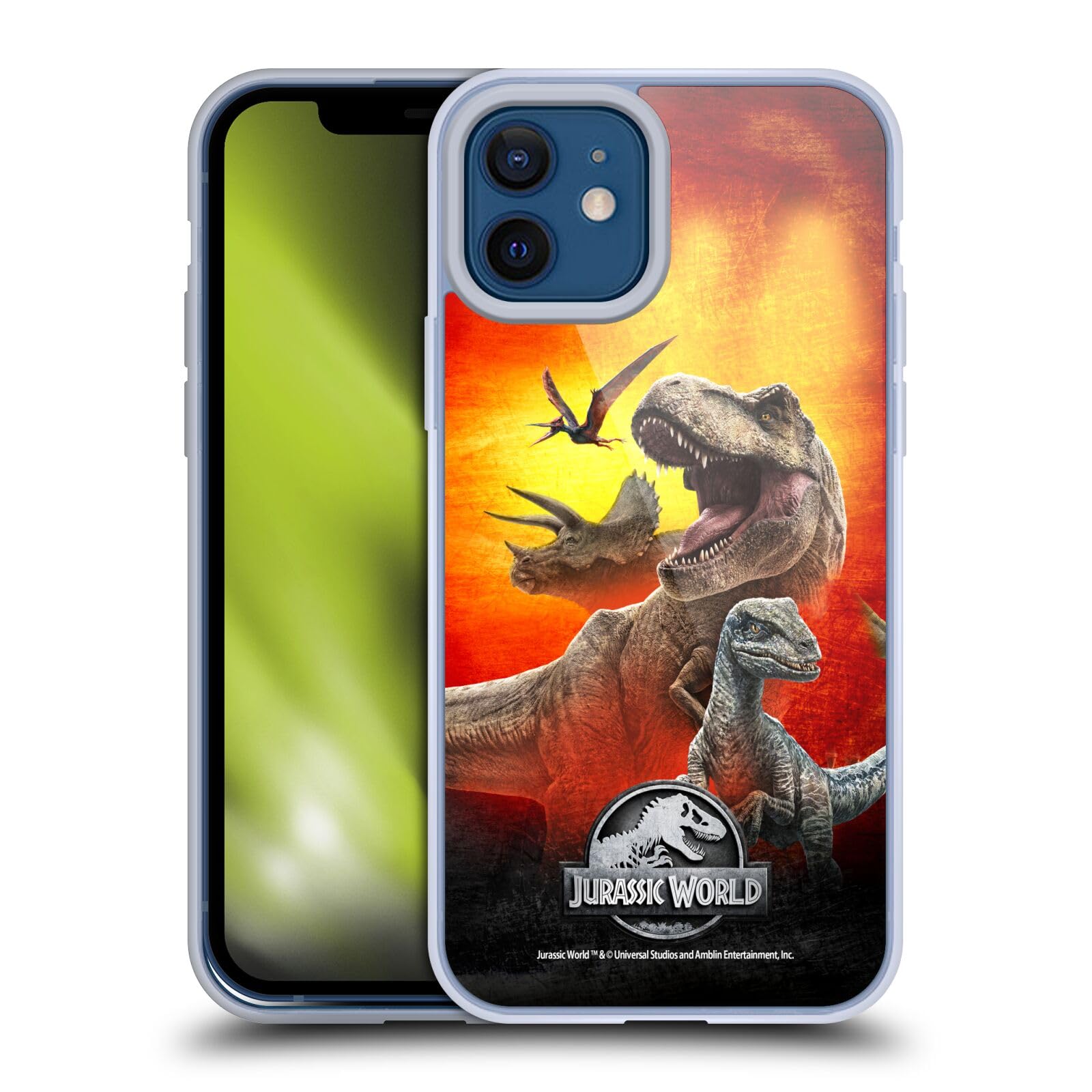 Officially Licensed Jurassic World Dinosaur Key Art Soft Gel Case for Apple iPhone 12 & iPhone 12 Pro - Durable Protective Phone Cover with Unique Design for Movie Fans & Collectors