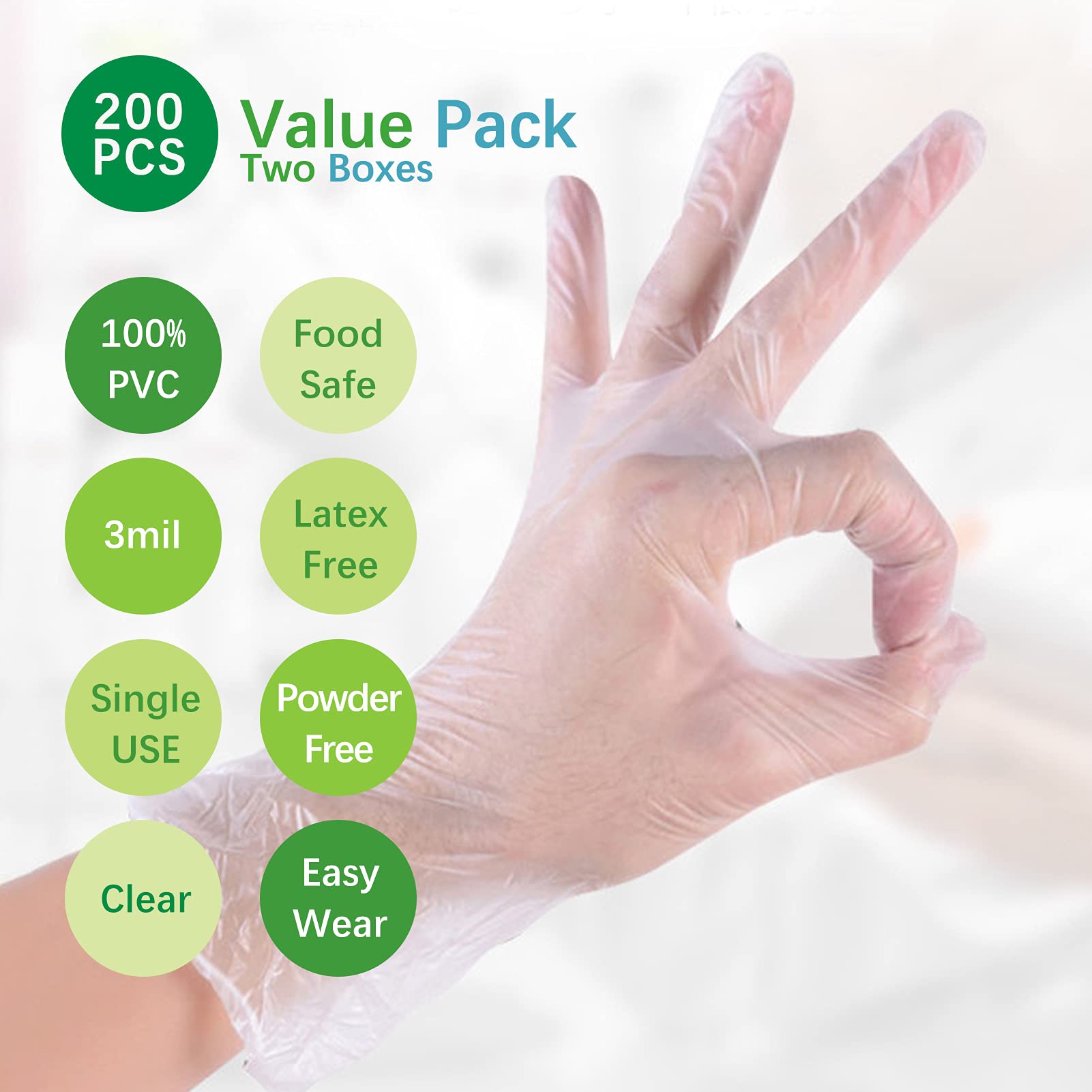 Food Safe Clear Vinyl Disposable Gloves - Latex Free, Powder Free for Cooking, Baking, Food Prep & Cleaning - Ideal for Restaurants, Catering & Home Kitchens
