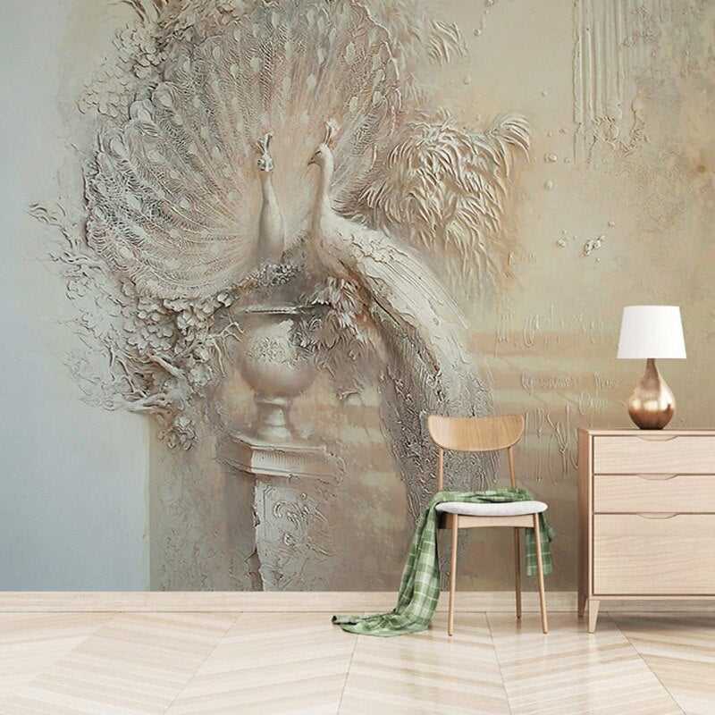 Majestic Peacock 3D Textured Wallpaper - Self-Adhesive Peel and Stick Wall Mural for Living Room, Bedroom, Nursery Decor - Perfect for Home, Office & Commercial Spaces