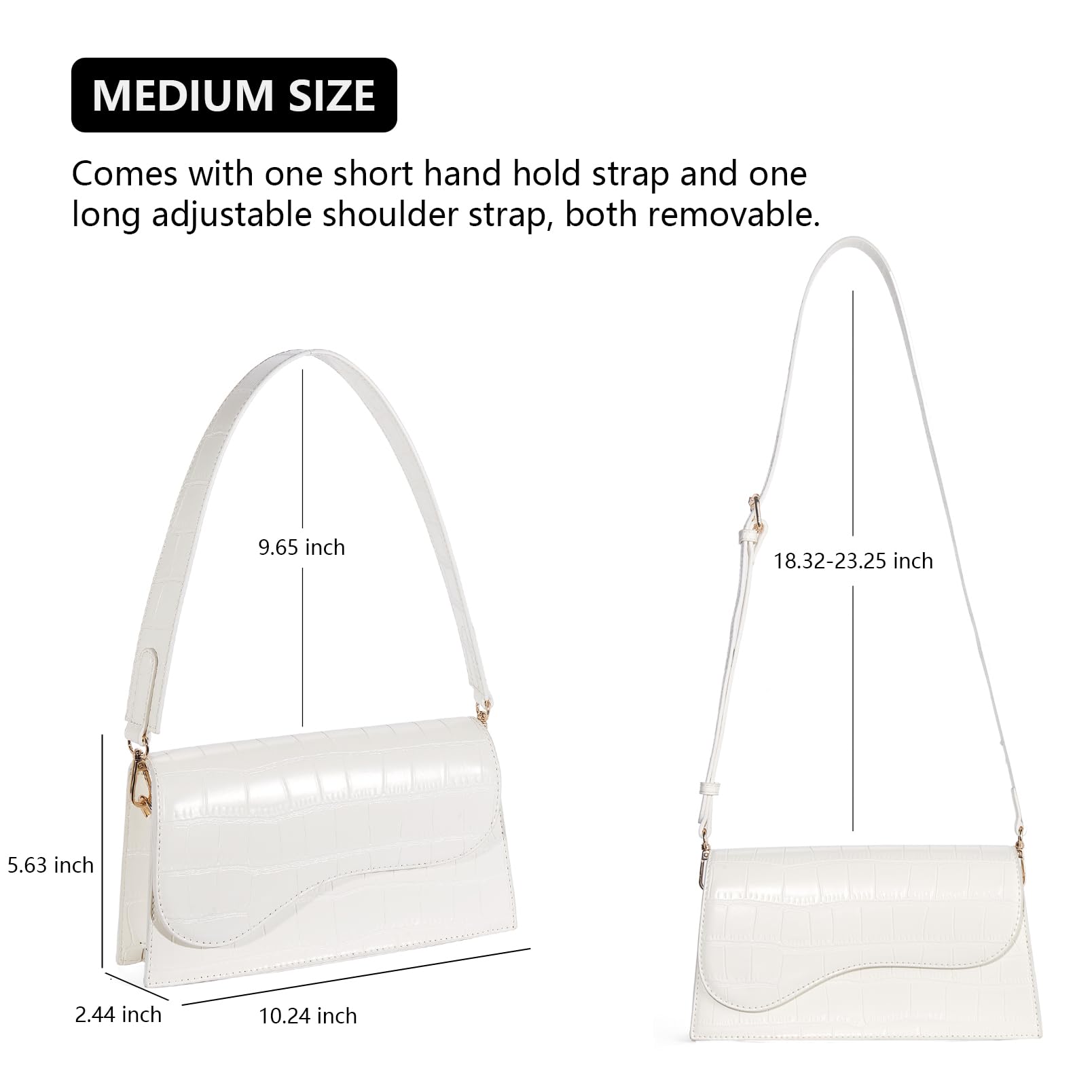 Telena Vegan Leather Shoulder Bag for Women - Crossbody Purse with 2 Removable Straps | Stylish Handbag for Work, Travel & Everyday Use