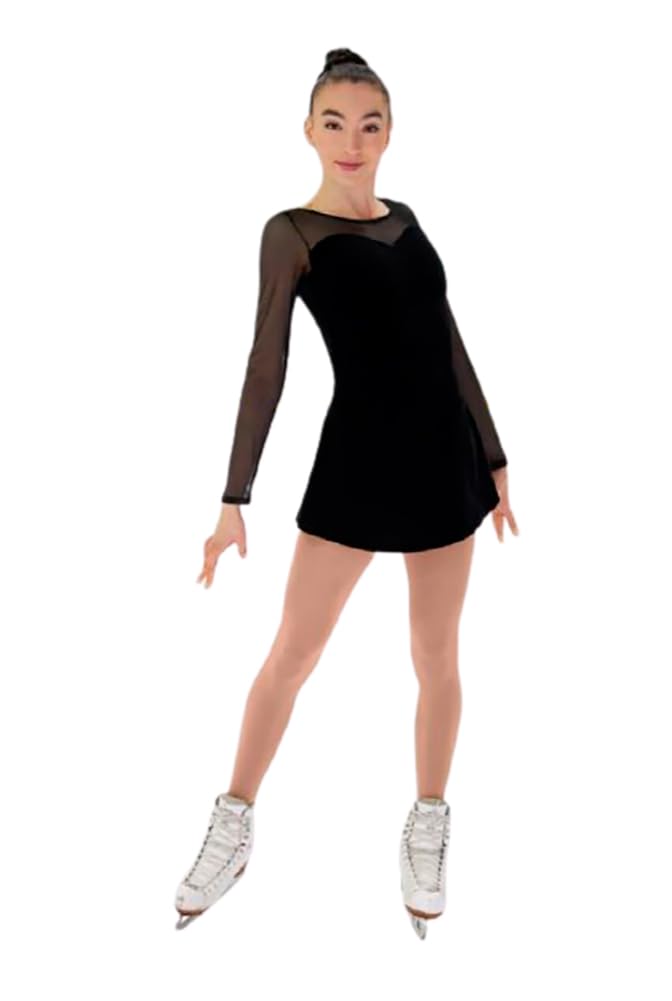 Elegant Plain Velvet Figure Skating Dress 2851 - Women's Competition & Performance Ice Skating Costume for Practice, Shows, and Ice Dancing