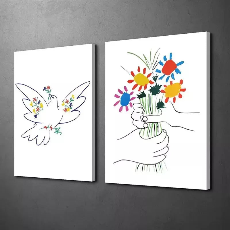 2-Piece Abstract Line Art Peace Canvas Wall Decor - 50x75cm Framed High-Quality Print, 100% Australian Made, Ready to Hang - Perfect for Living Room, Bedroom & Office Decor
