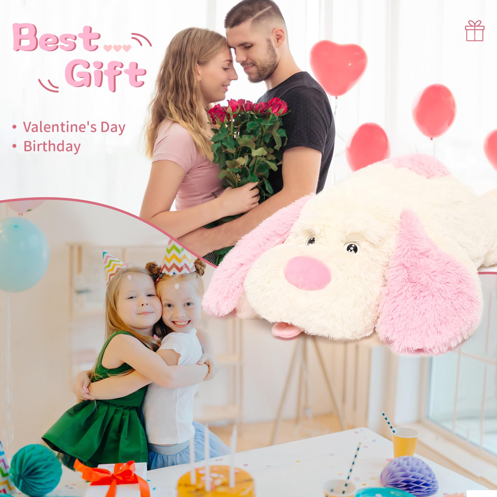 MorisMos 31 Inch Large Dog Stuffed Animal - Extra Big Soft Plush Puppy Pillow Toy for Kids & Girls | Perfect for Cuddling, Nursery Decor, and Gift Giving