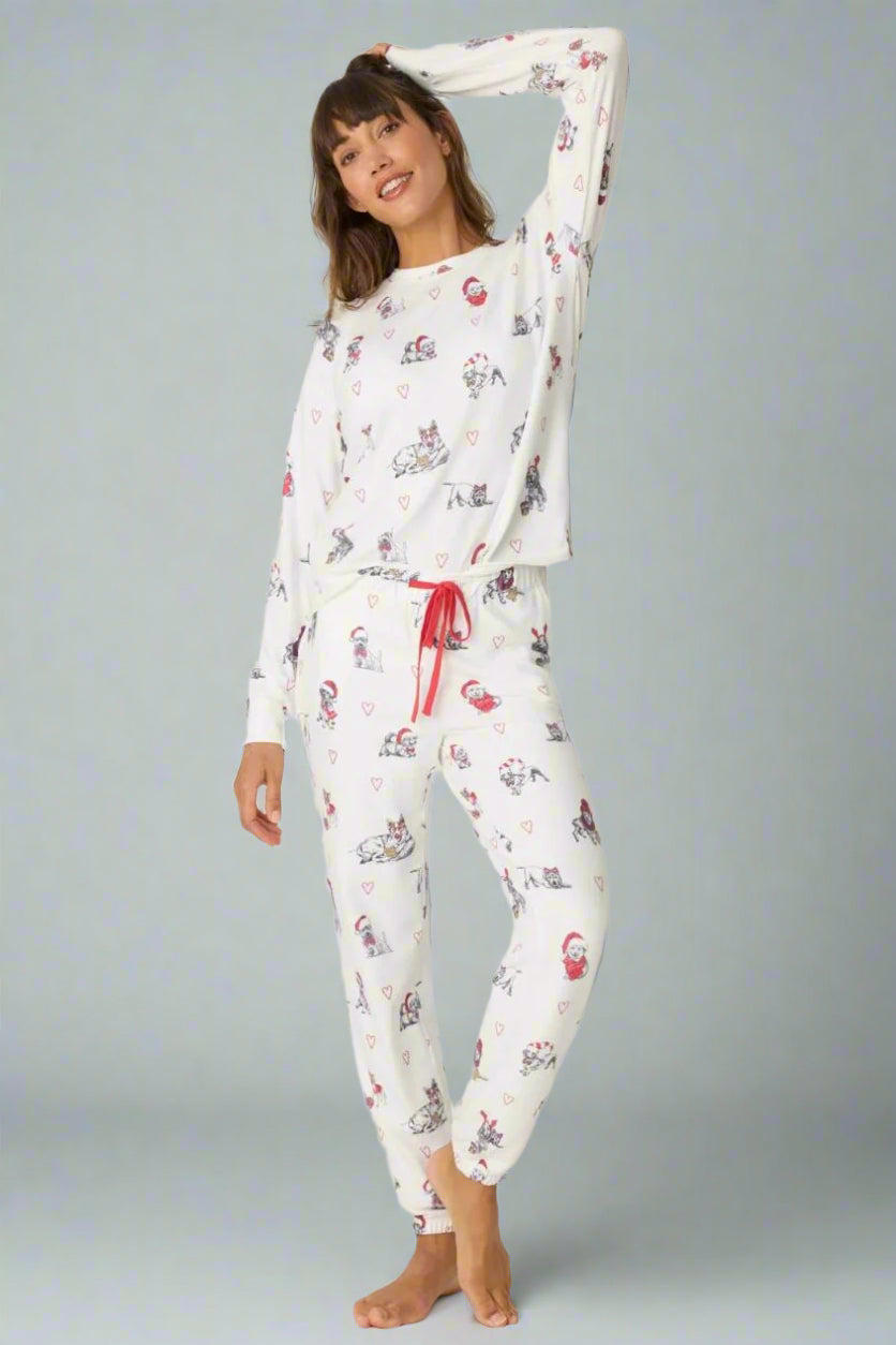 Candy Cane Lane Long Sleeve Pajama Set for Women - Cozy Christmas Sleepwear for Holiday Nights & Winter Comfort