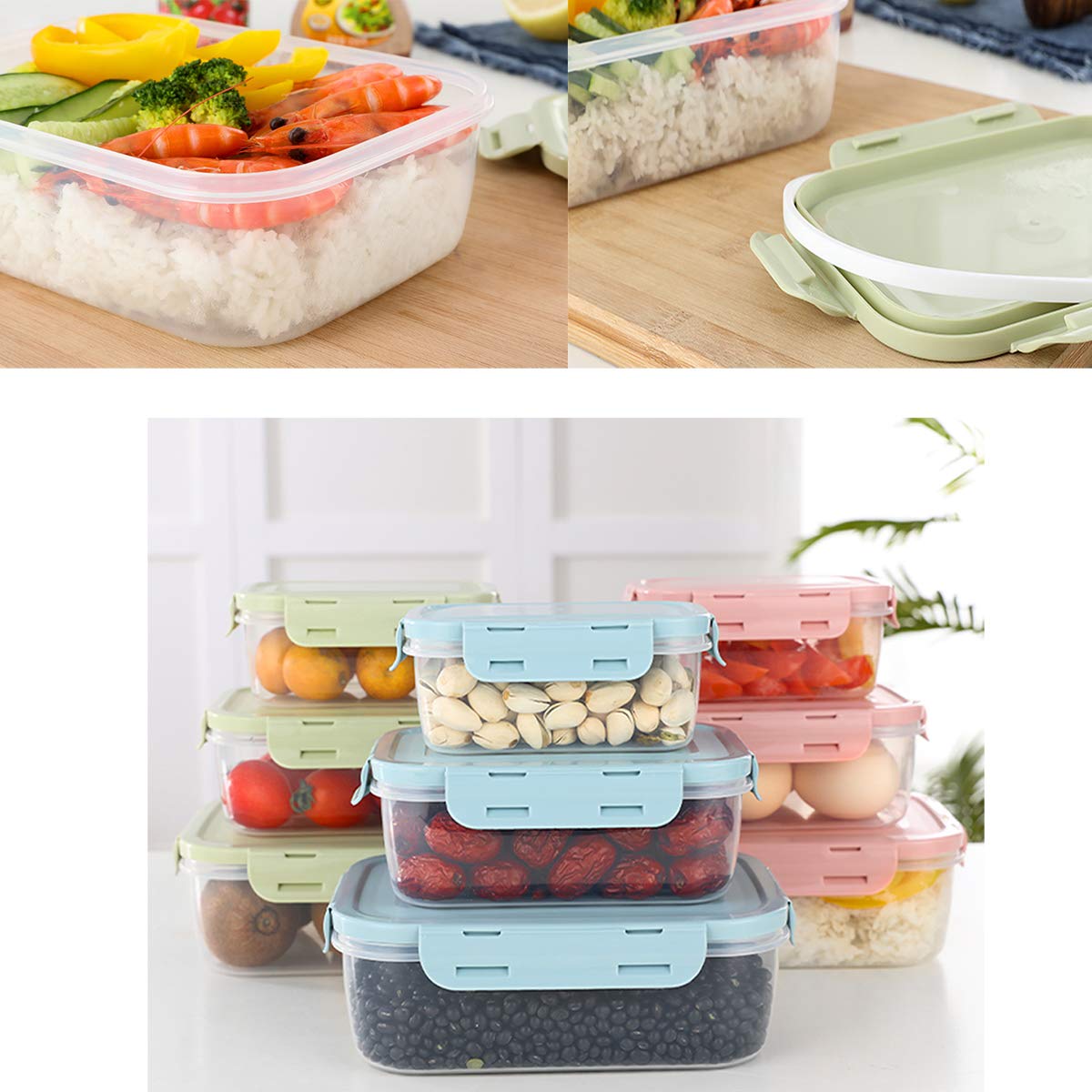 Airtight Food Storage Containers Set with Lids - 10-Piece Plastic Bento Lunch Boxes for Meal Prep | Microwave, Dishwasher & Freezer Safe | Perfect for Office, School & Picnic (Green)