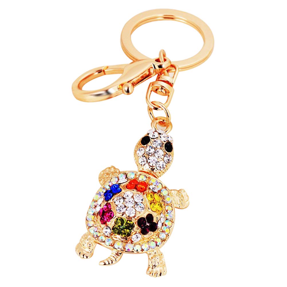 Sparkling Rhinestone Turtle Keychain - Elegant Crystal Animal Keyring for Women, Fashion Metal Purse Pendant Gift (Black) | Perfect for Keys, Bags & Gift Giving