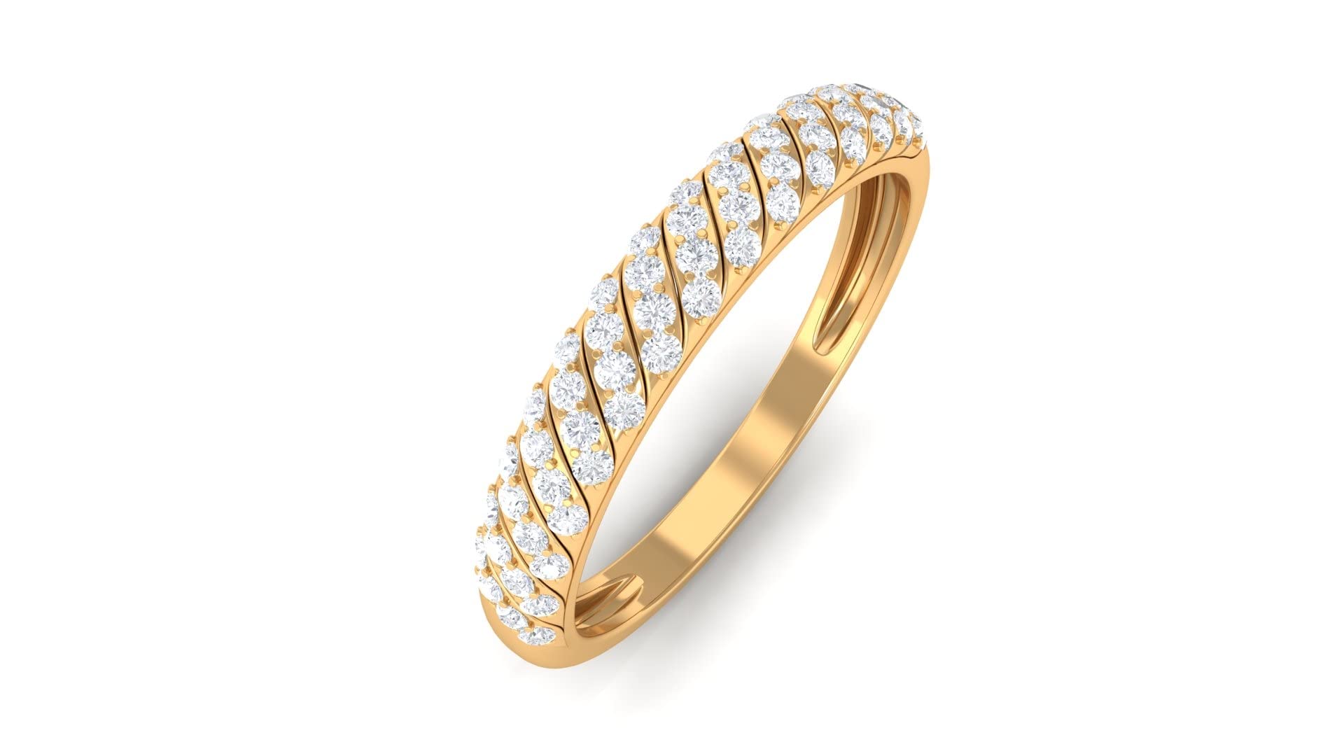 1/2 CT Moissanite Gold Band Ring - 14K Solid Gold Pave Set Half Eternity Ring for Women | Wedding, Engagement, Anniversary Gift Idea