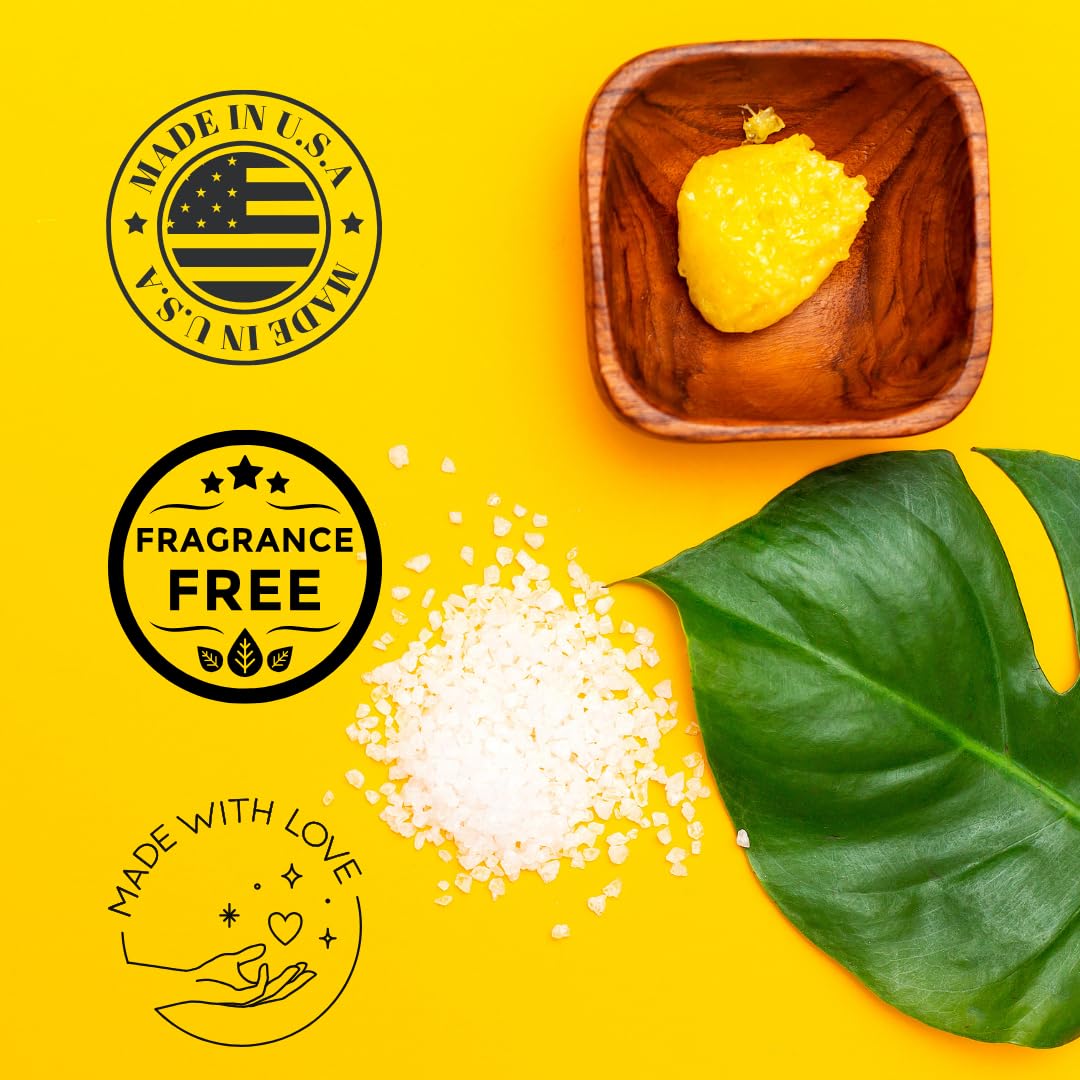 Turmeric Exfoliating Body Scrub for Face & Body - Brightening & Even Skin Tone - Gentle Exfoliator for Dry & Sensitive Skin - Natural Yellow Scrub - 5.7 Oz - Perfect for Spa Day & Self-Care Routine