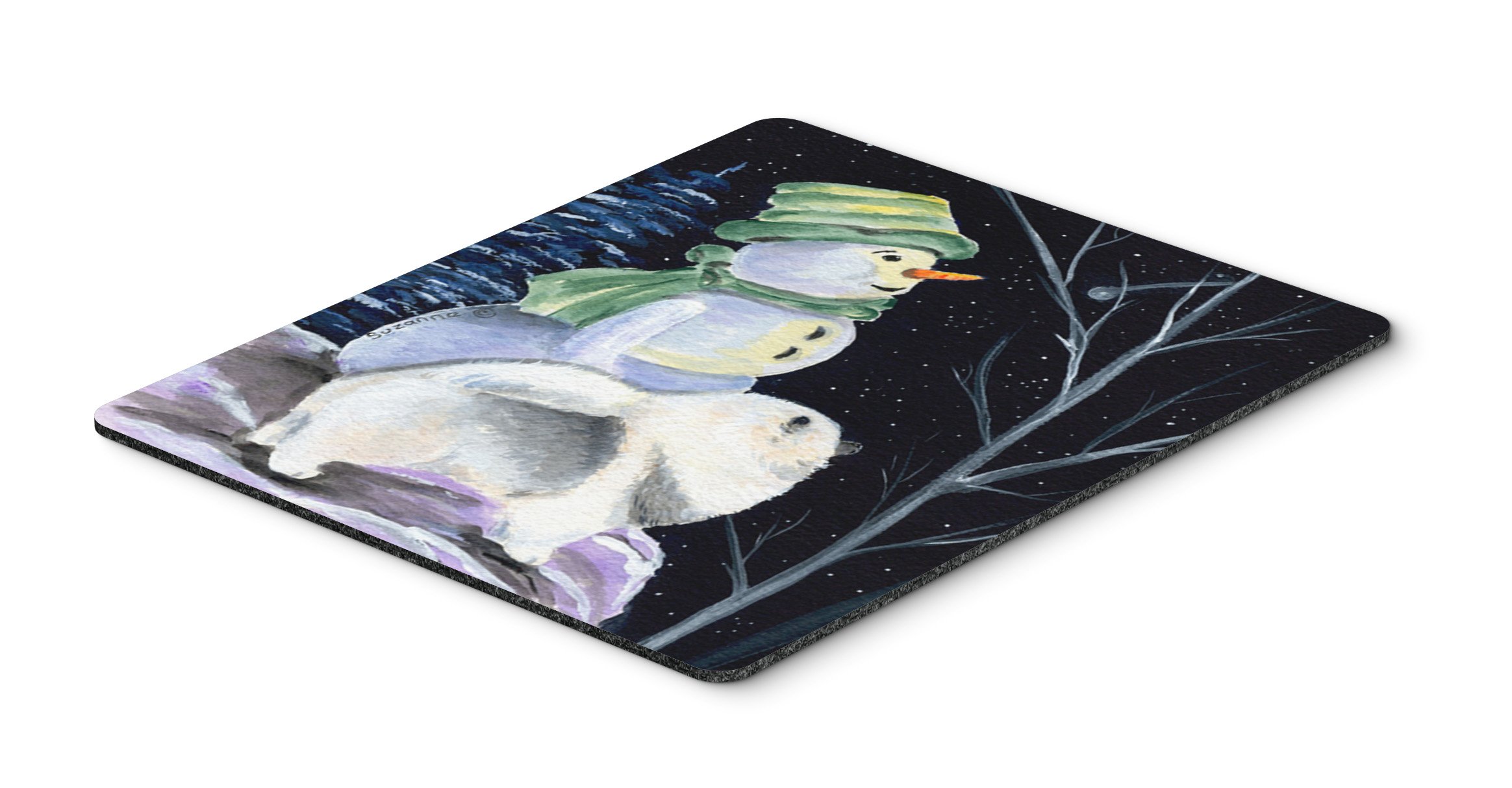 Snowman with Keeshond Mouse Pad - Large Washable Non-Slip Desk Mat for Home Office, Gaming & Computer Work | Cute Holiday-Themed Mousepad for Laptop & PC Users | Perfect Gift for Dog Lovers & Christmas Decor