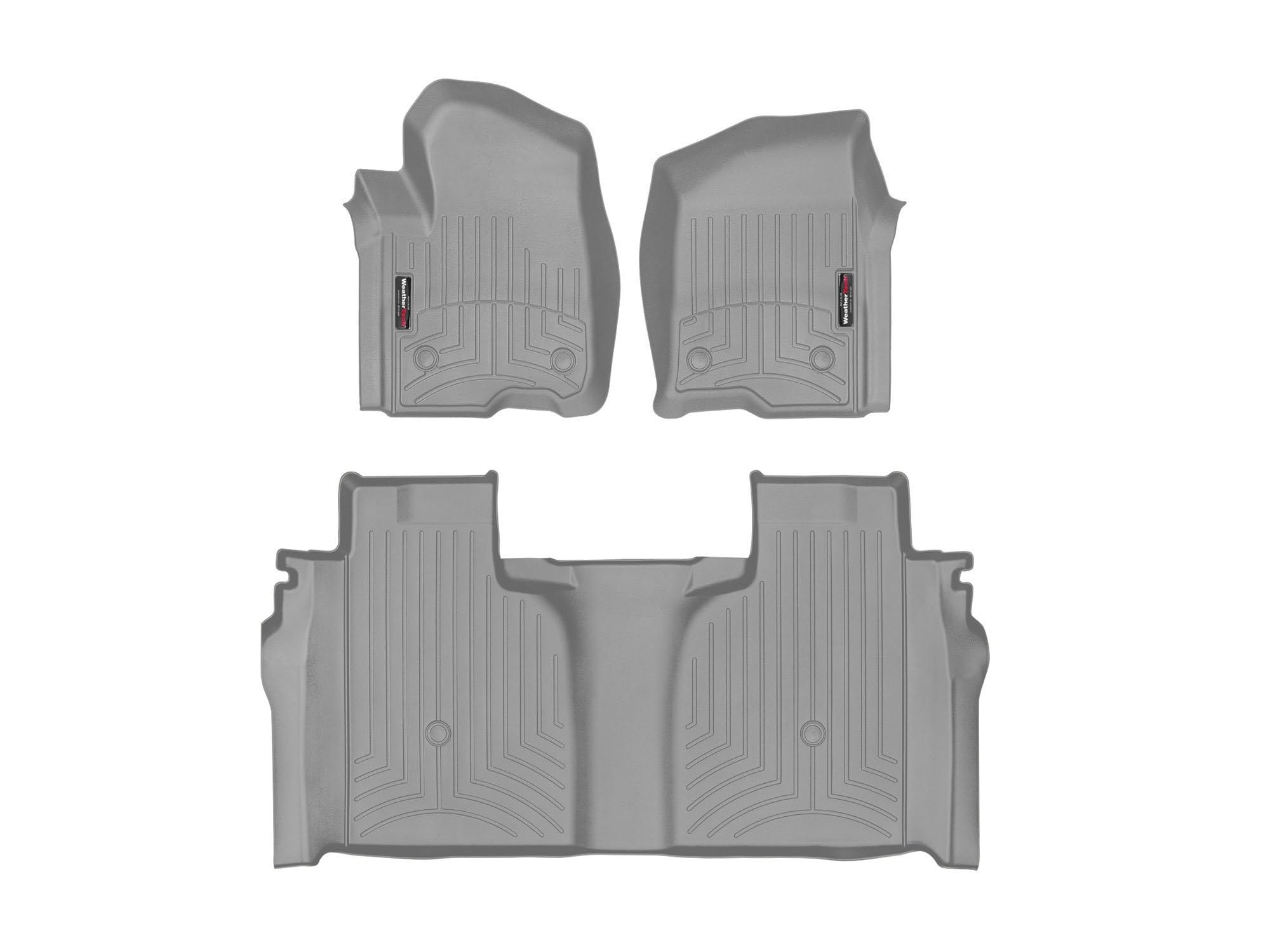WeatherTech Custom Fit Floor Liners for Chevy Silverado 1500, 2500HD/3500HD LTD & GMC Sierra 1500, 2500HD/3500HD (Crew Cab, Bucket Seats) - 1st & 2nd Row All-Weather Protection - Premium Grey Car Mats for Trucks & SUVs - Perfect for Off-Road, Work & Daily Commute