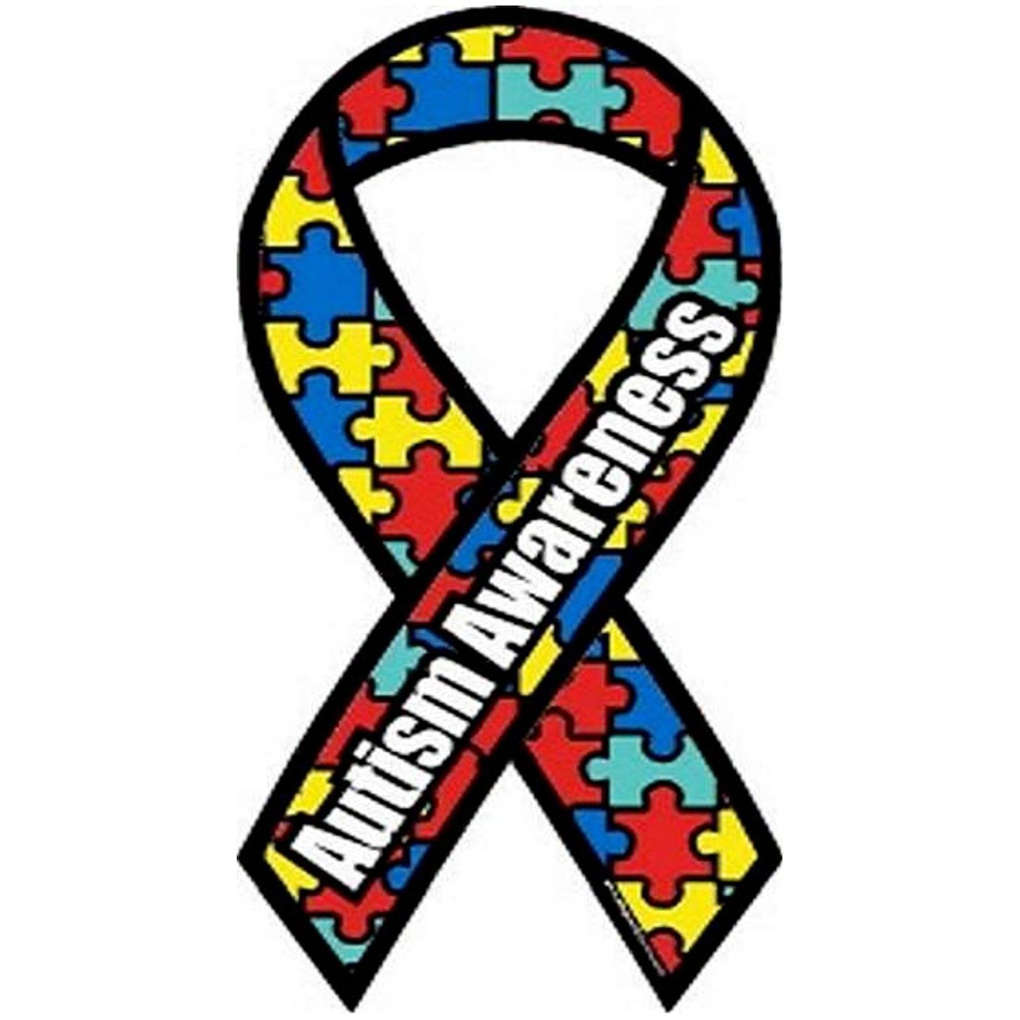 Autism Awareness Ribbon Rectangle Sticker - Durable Car Bumper Decal for Vehicles, Windows & Laptops - Show Support for Autism Acceptance & Neurodiversity