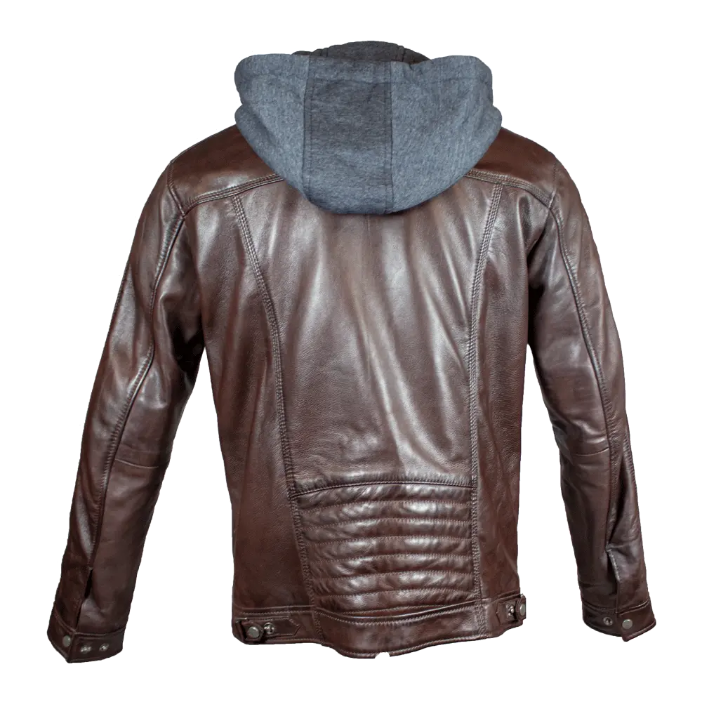 BOL Men's Hooded Snap Collar Leather Jacket - Stylish & Durable Motorcycle Jacket for Riding, Casual Wear & Outdoor Adventures